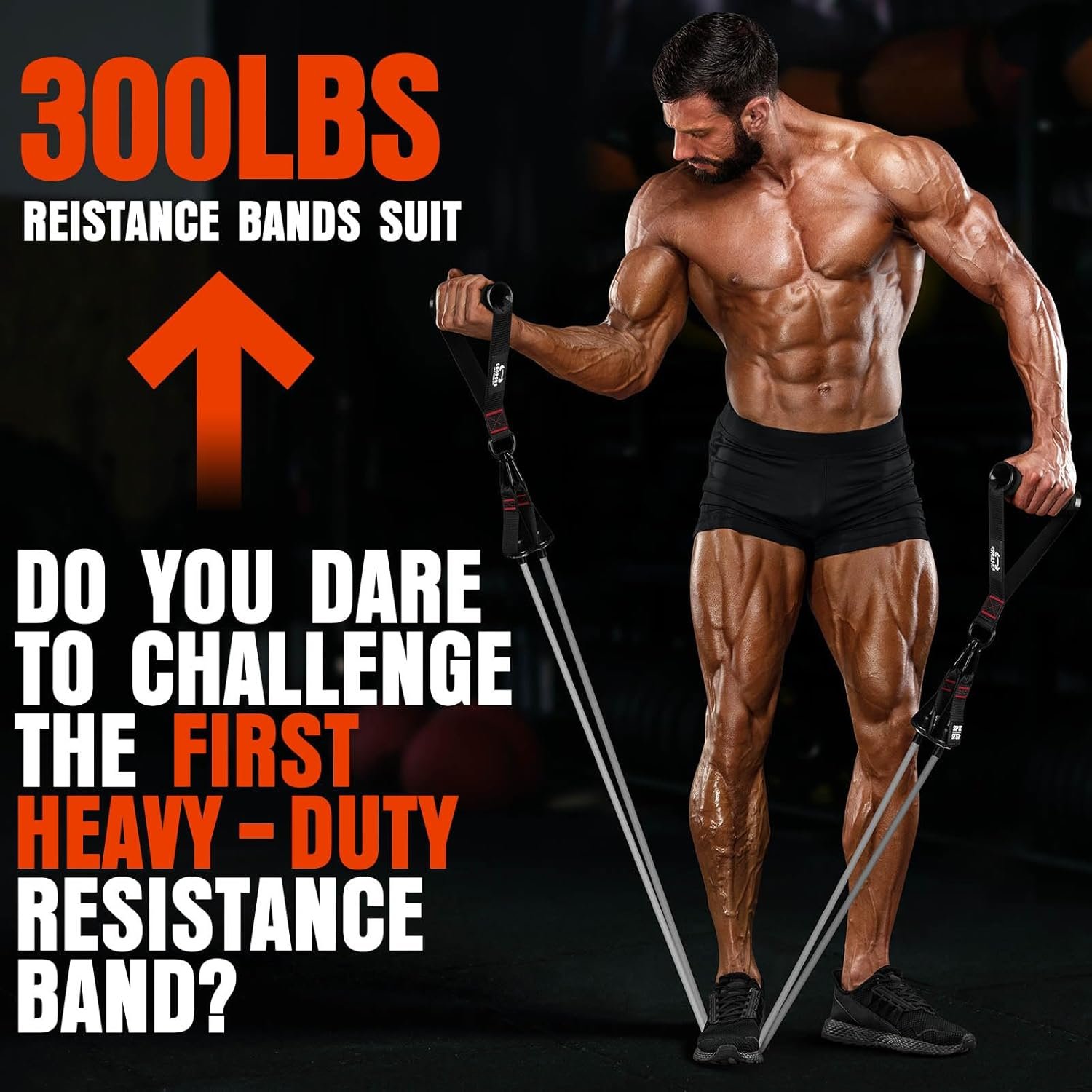 Heavy Resistance Bands for Working Out, 300LBS Exercise Bands with Handles, Workout Bands for Men, Weight Fitness Bands Set for Muscle Training, Strength, Slim, Yoga, Home Gym Equipment