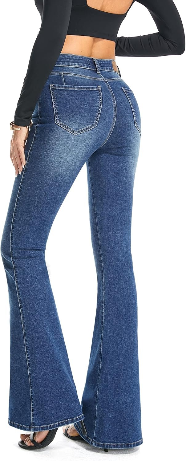 FLYING BANANA Women's Totally Shaping Curvy Stretchy Bootcut Flare Denim Jeans