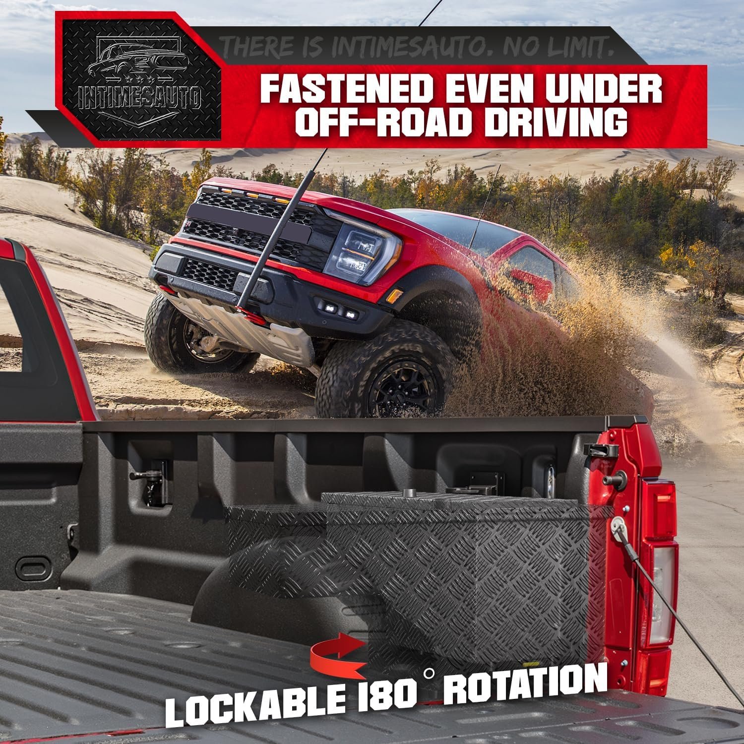 All Metal Truck Bed Swing Tool Box for 2017-2026 Ford F-250 F-350 Super Duty Passenger Side, Rotatable Wheel Well Storage Case Toolbox with Keyless Combination Lock for Off-Road Enthusiast