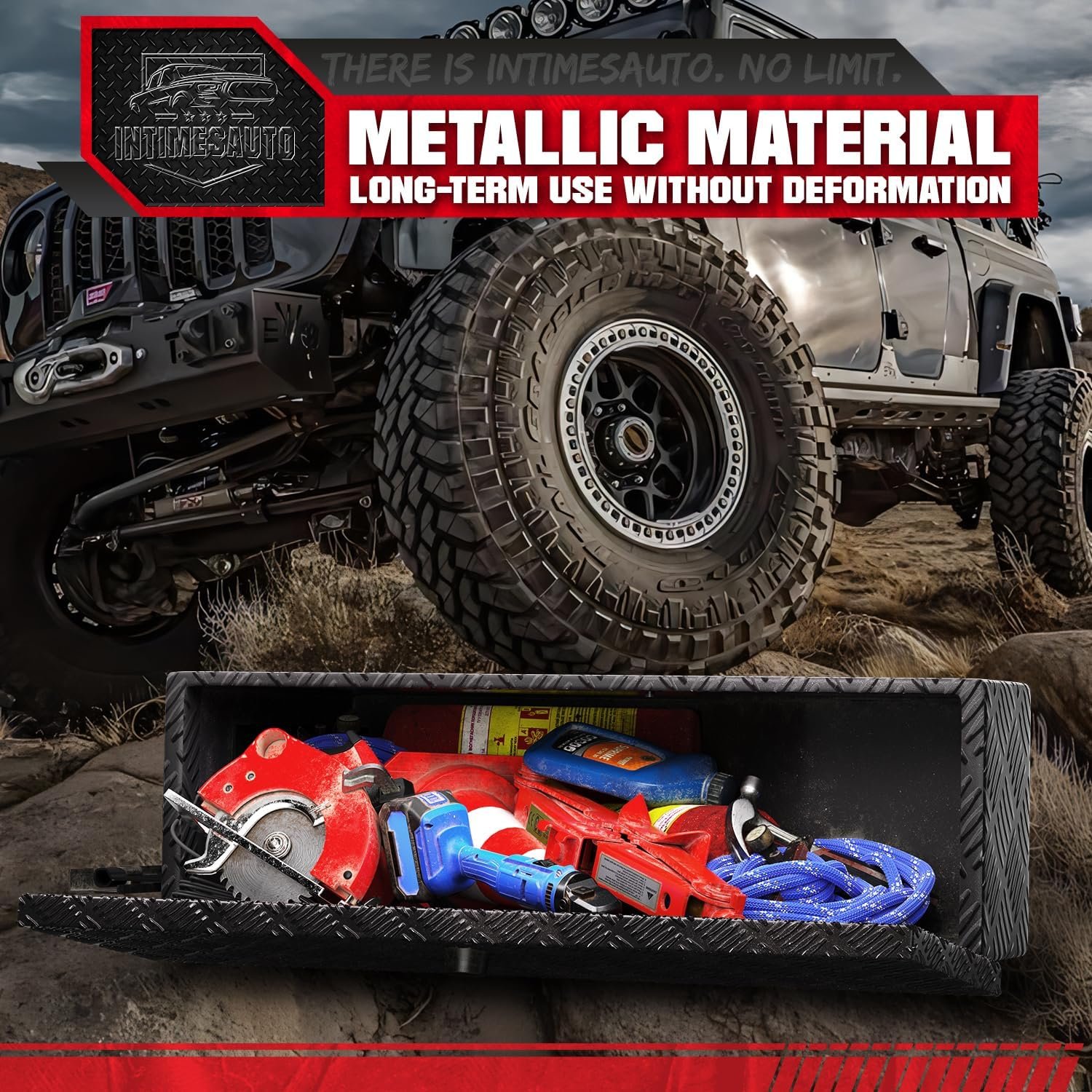 All Metal Truck Bed Swing Tool Box for 2017-2026 Ford F-250 F-350 Super Duty Passenger Side, Rotatable Wheel Well Storage Case Toolbox with Keyless Combination Lock for Off-Road Enthusiast