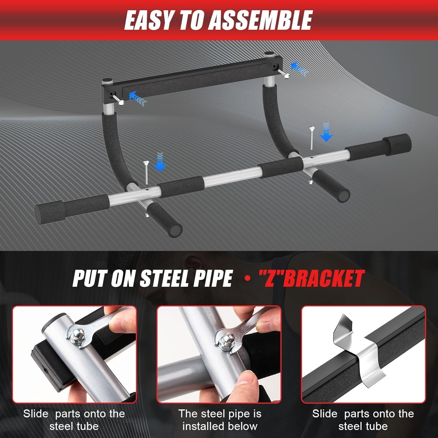 Pull Up Bar for Doorway, Portable Pull-up Bar for Strength Training, Body Fitness Workout Bar With Thickened Steel, Indoor Chin-Up Bar&Upper Body Workout Bar Fitness Trainer for Home and Gym