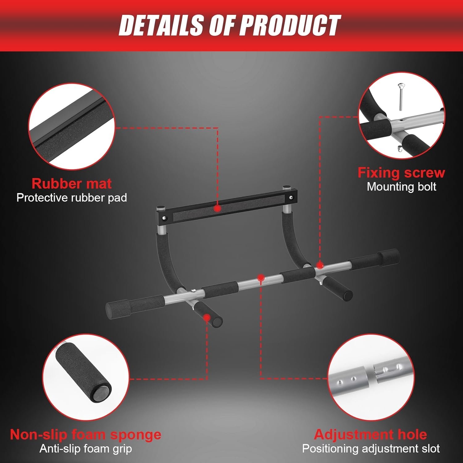 Pull Up Bar for Doorway, Portable Pull-up Bar for Strength Training, Body Fitness Workout Bar With Thickened Steel, Indoor Chin-Up Bar&Upper Body Workout Bar Fitness Trainer for Home and Gym