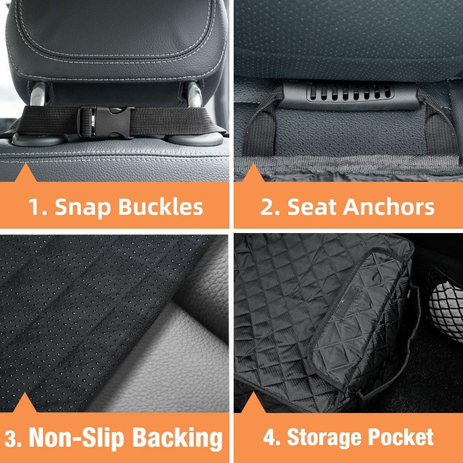 PETICON Waterproof Front Seat Car Cover 2 Pack, Full Protection Dog Car Seat Cover with Side Flaps, Nonslip Scratchproof Captain Chair Seat Cover Fits for Cars, Trucks, SUVs, Jeep, Black