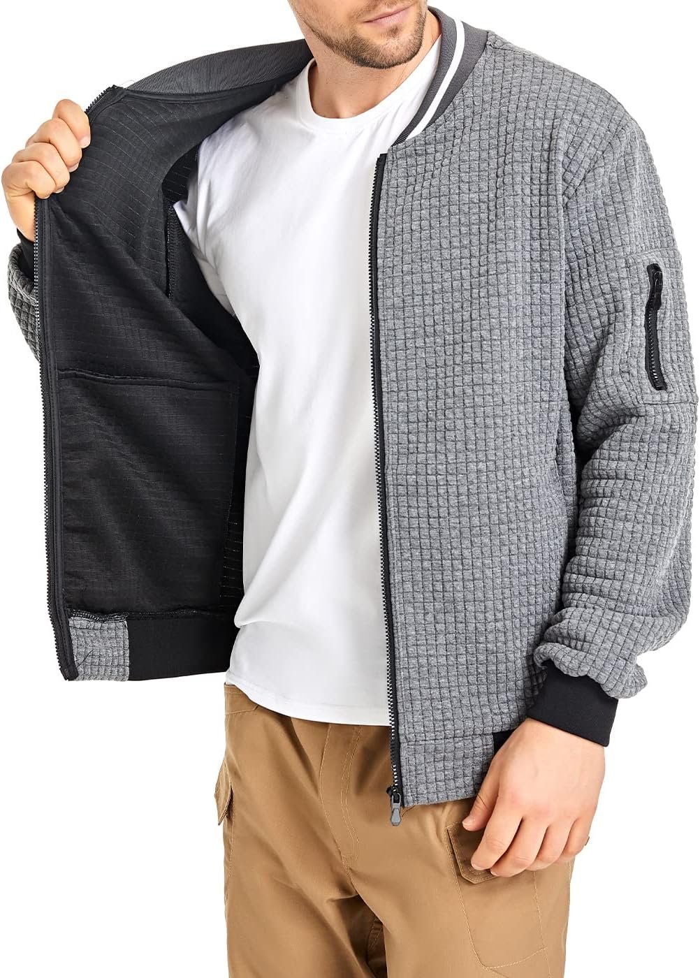 SAVKOOV Mens Lightweight Jacket Casual Bomber Jacket Varsity Coat