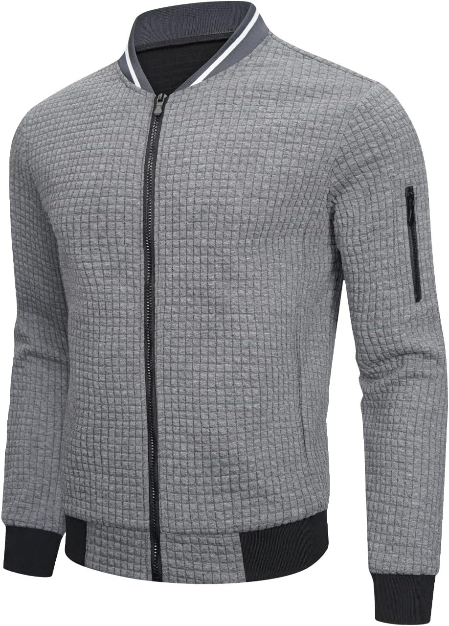 SAVKOOV Mens Lightweight Jacket Casual Bomber Jacket Varsity Coat