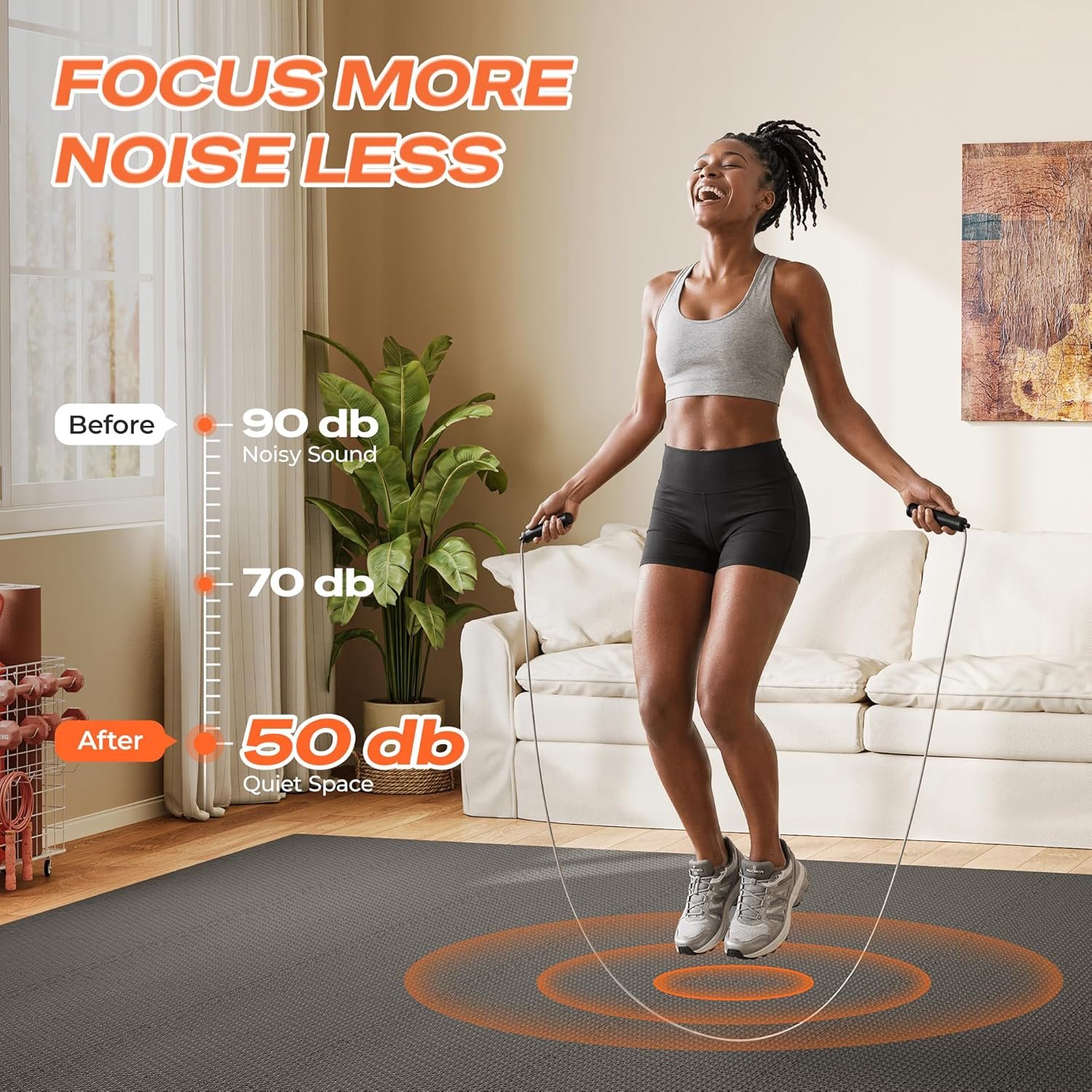 SUPERJARE Gym Floor Mats, EVA Foam Puzzle Exercise Mats, Interlocking Floor Mats, Cushioned Foam Floor Tiles, Gym Flooring Workout Mat for Home Gym, Playroom, Garage, 12.6"x12.6"x0.4"
