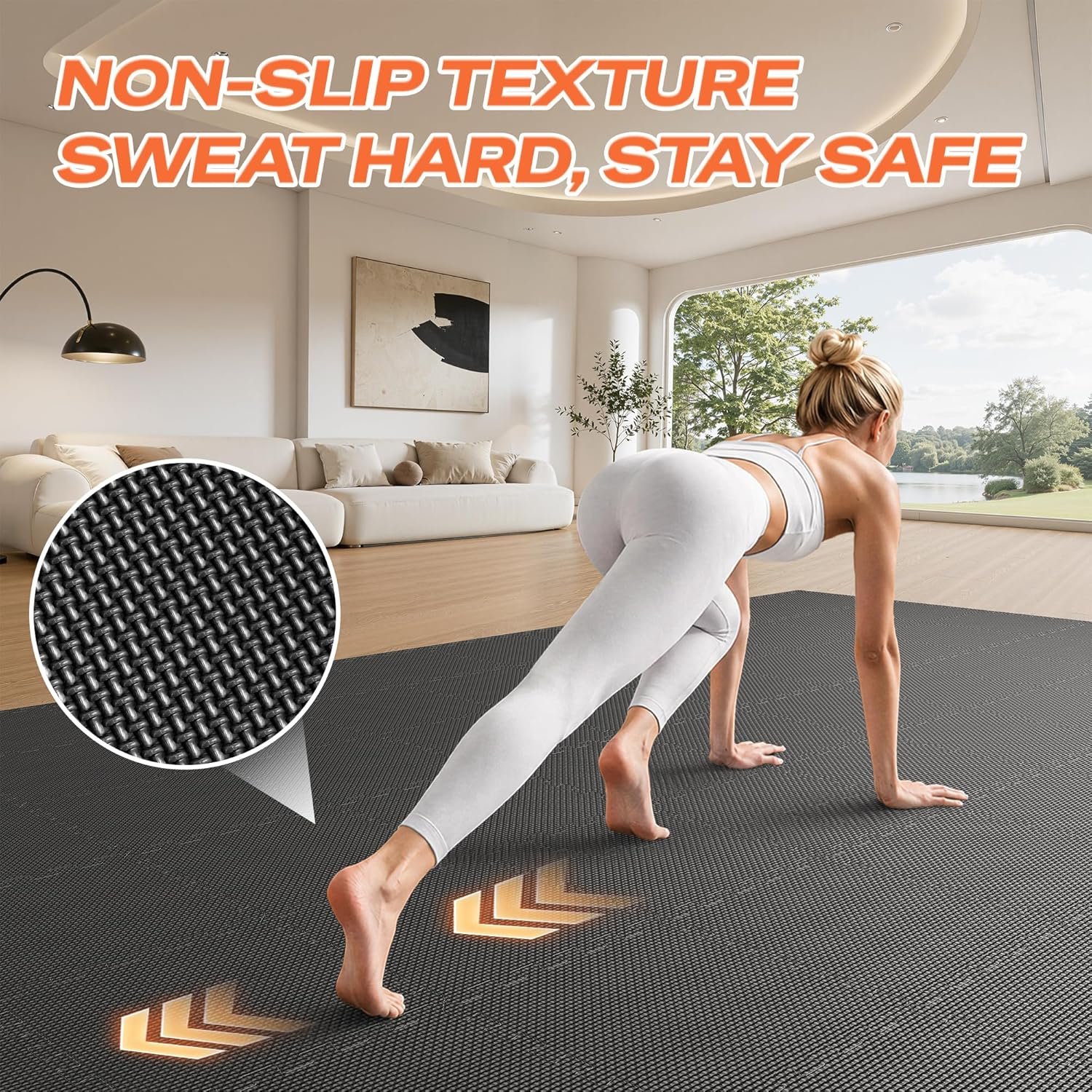 SUPERJARE Gym Floor Mats, EVA Foam Puzzle Exercise Mats, Interlocking Floor Mats, Cushioned Foam Floor Tiles, Gym Flooring Workout Mat for Home Gym, Playroom, Garage, 12.6"x12.6"x0.4"