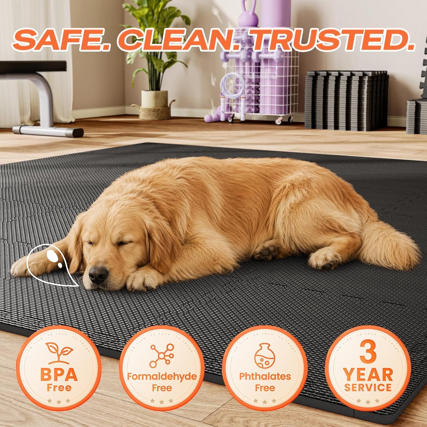 SUPERJARE Gym Floor Mats, EVA Foam Puzzle Exercise Mats, Interlocking Floor Mats, Cushioned Foam Floor Tiles, Gym Flooring Workout Mat for Home Gym, Playroom, Garage, 12.6"x12.6"x0.4"