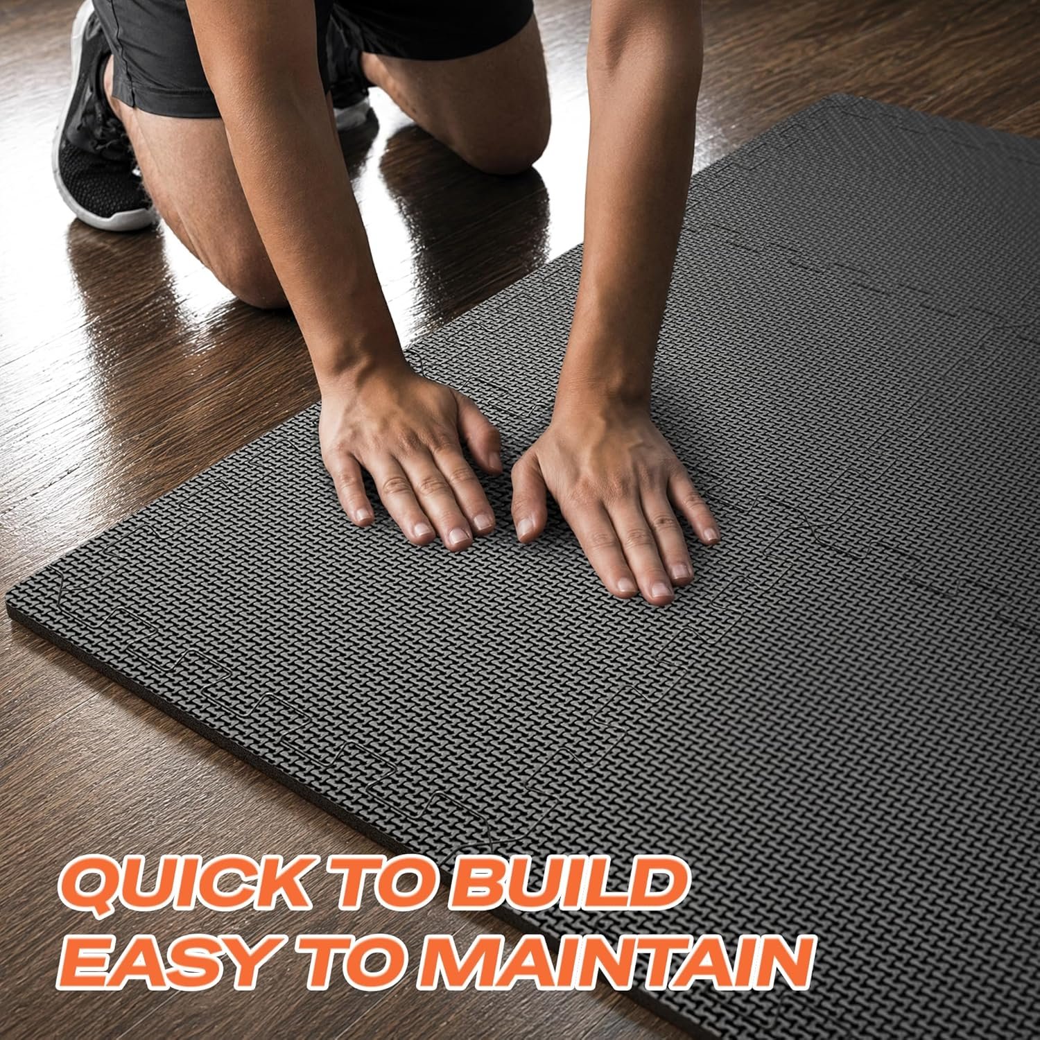 SUPERJARE Gym Floor Mats, EVA Foam Puzzle Exercise Mats, Interlocking Floor Mats, Cushioned Foam Floor Tiles, Gym Flooring Workout Mat for Home Gym, Playroom, Garage, 12.6"x12.6"x0.4"