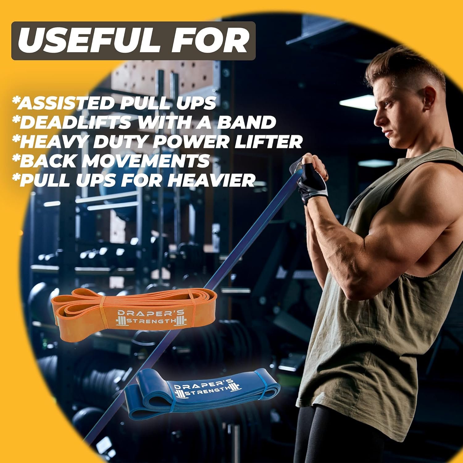 Draper's Strength Heavy Duty Resistance Stretch Loop Bands for Powerlifting Workout Exercise and Assisted Pull Ups