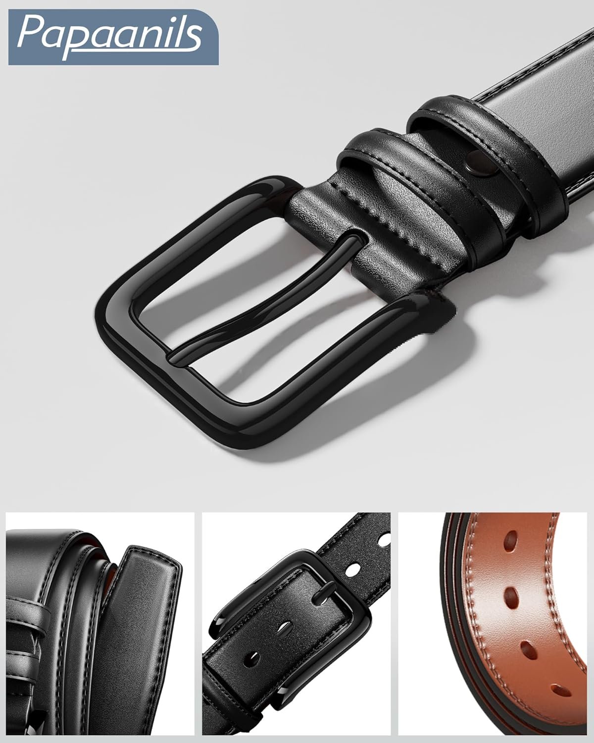 Leather Dress Belts for Men,Casual Business Wearing for Jeans,Suits, Belts Width 1 3/8"