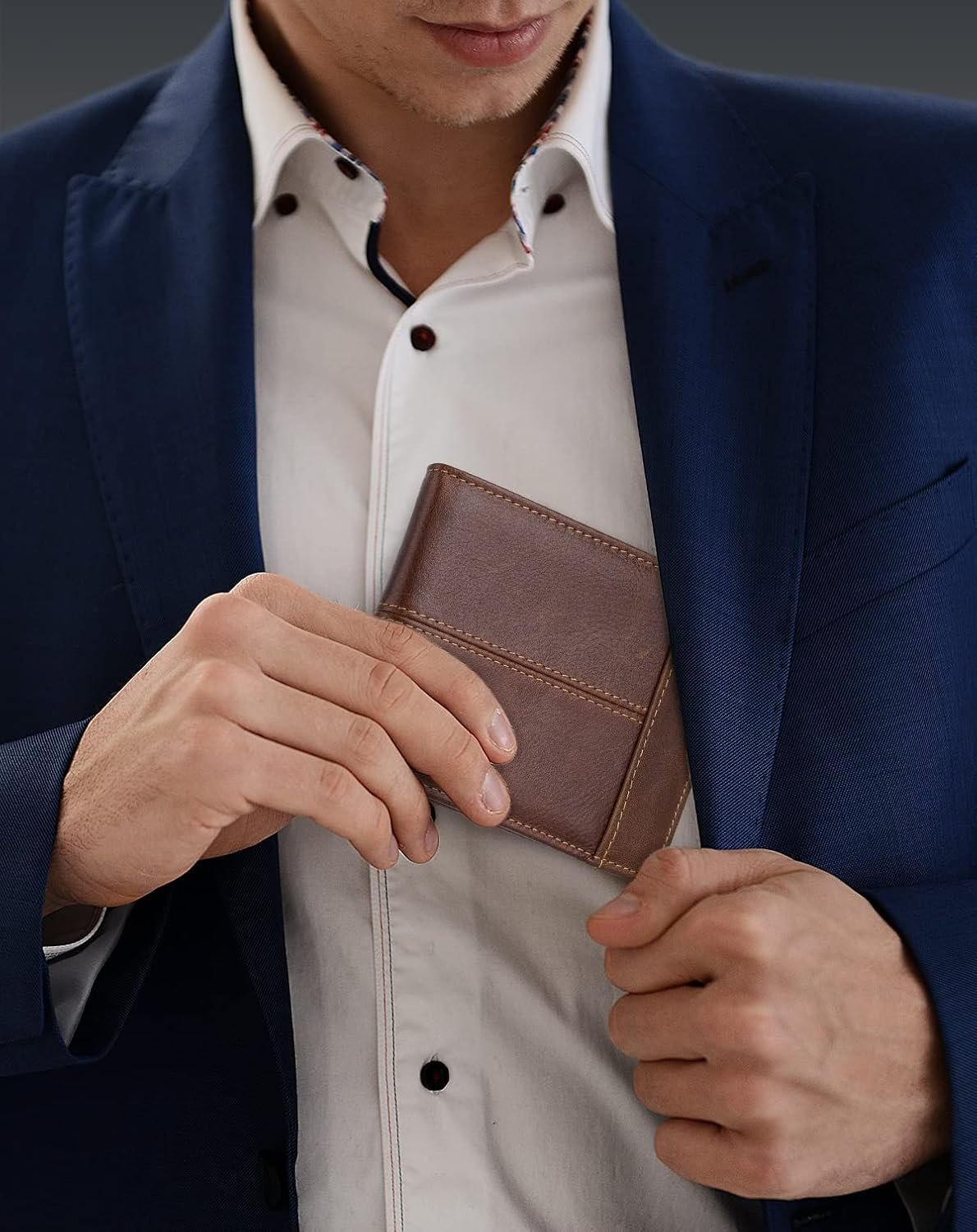 Swallowmall Mens Wallet Rfid Blocking Leather Wallet for Men Bifold Wallets with 1 ID Window 16 Card Slot