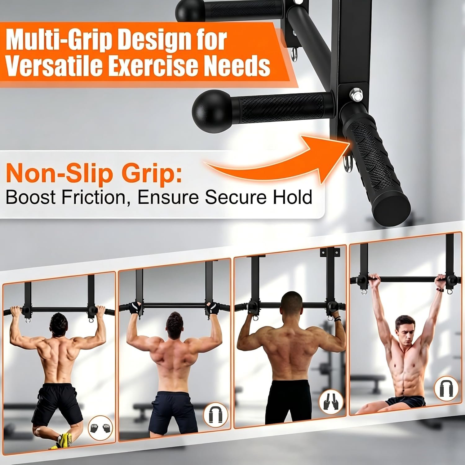 Joist Mounted Pull Up Bar, 650lbs Heavy Duty Strength Training Pullup Bars, Multi-Grip Chin Up Bar for Home Gym, Garage & Basement Ceiling Beam Installation
