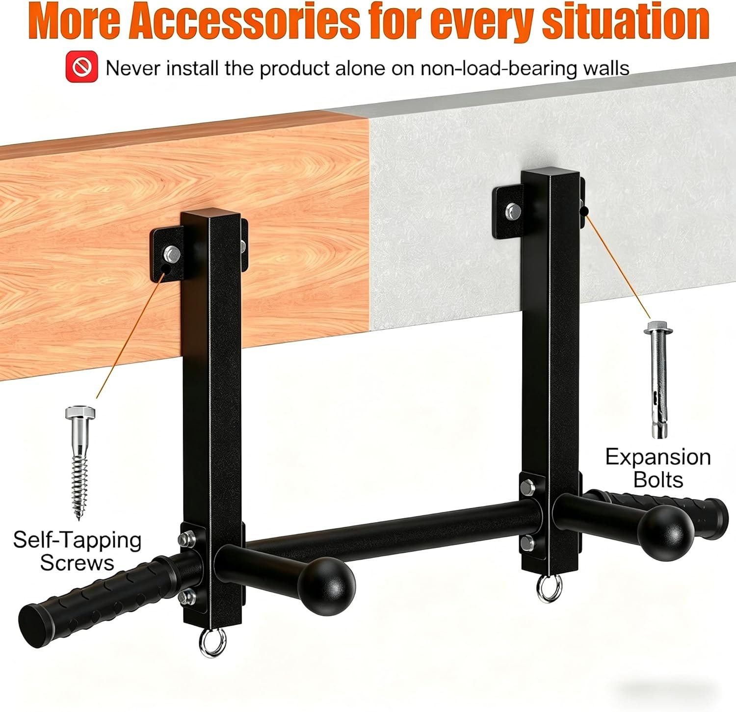 Joist Mounted Pull Up Bar, 650lbs Heavy Duty Strength Training Pullup Bars, Multi-Grip Chin Up Bar for Home Gym, Garage & Basement Ceiling Beam Installation