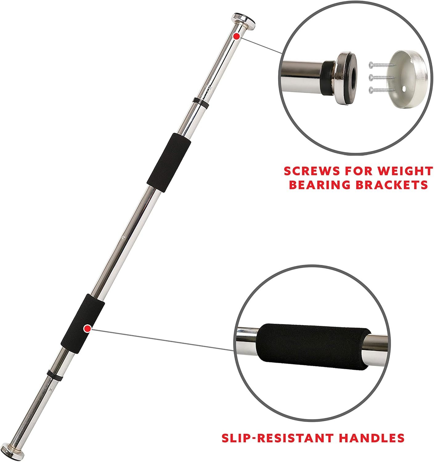 Sunny Health & Fitness Adjustable Doorway Pull Up Bar – Chin Up Bar for Home Gym Training