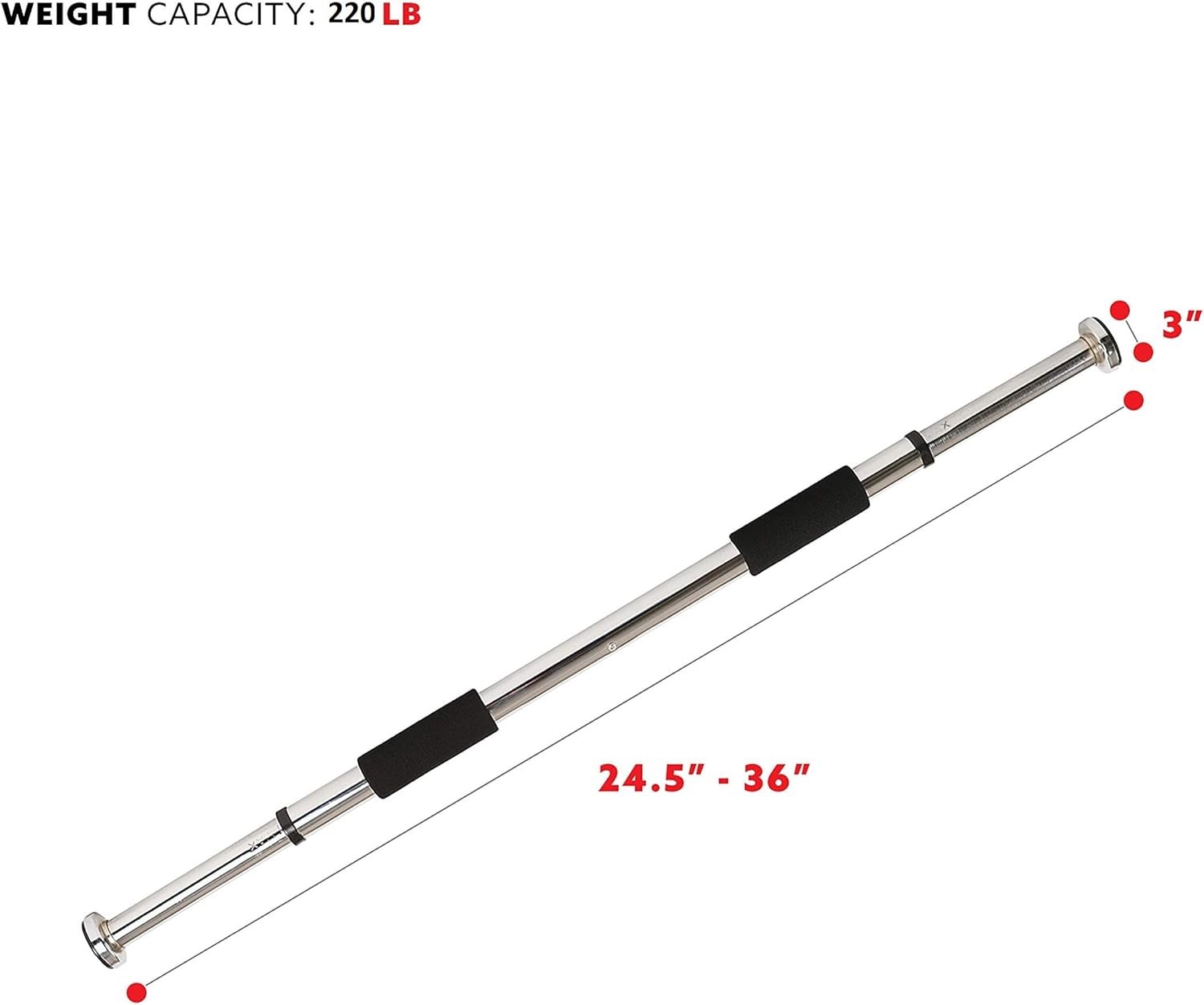 Sunny Health & Fitness Adjustable Doorway Pull Up Bar – Chin Up Bar for Home Gym Training