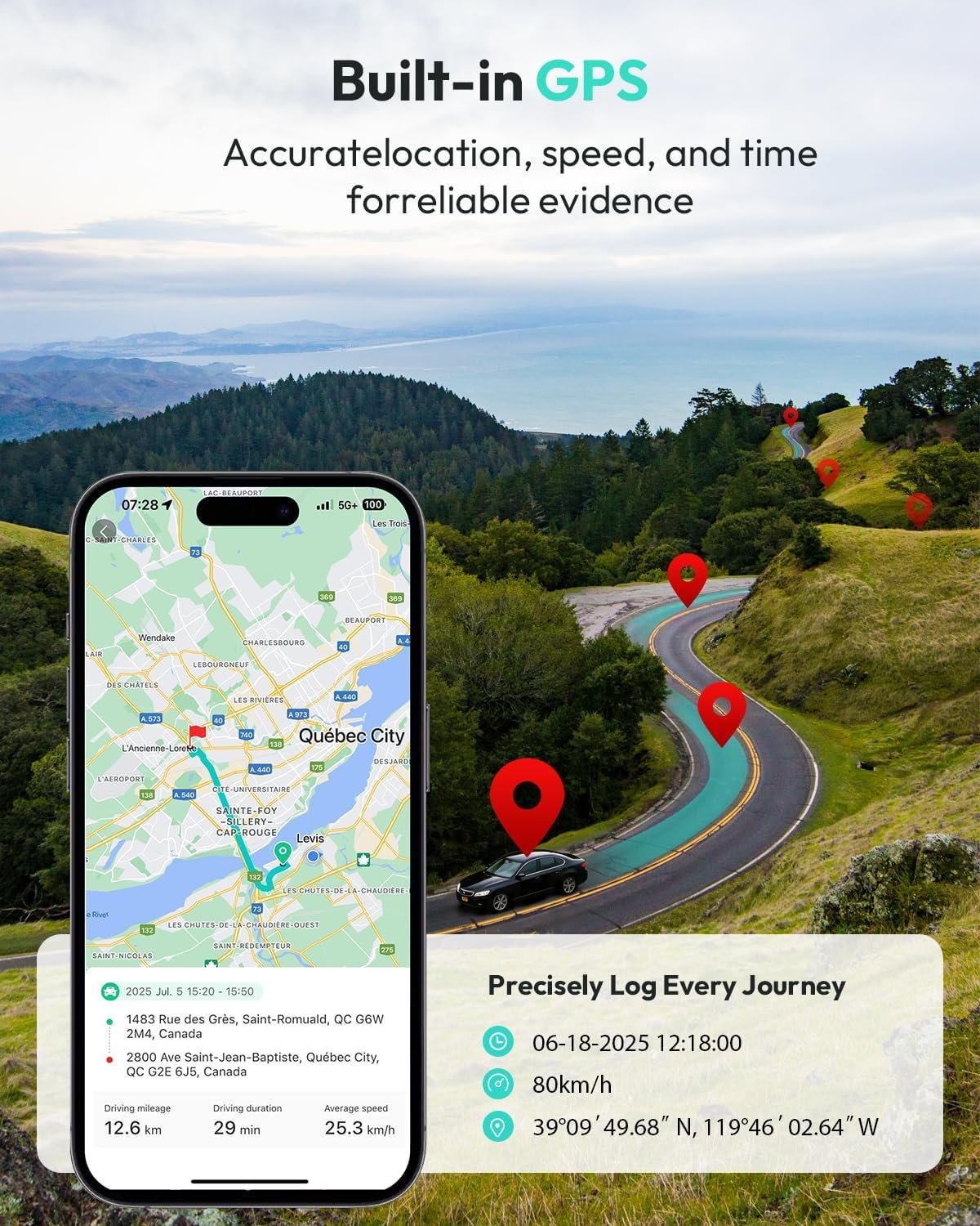 BOTSLAB G300 PLUS 4K DUAL Dash Cam Front and Rear [Updated Version], STARVIS 2 Sensor, 64GB Card Included, Voice Control, 5GHz WiFi Dashcam Front and Rear Camera, GPS,WDR Night Vision,24H Parking Mode