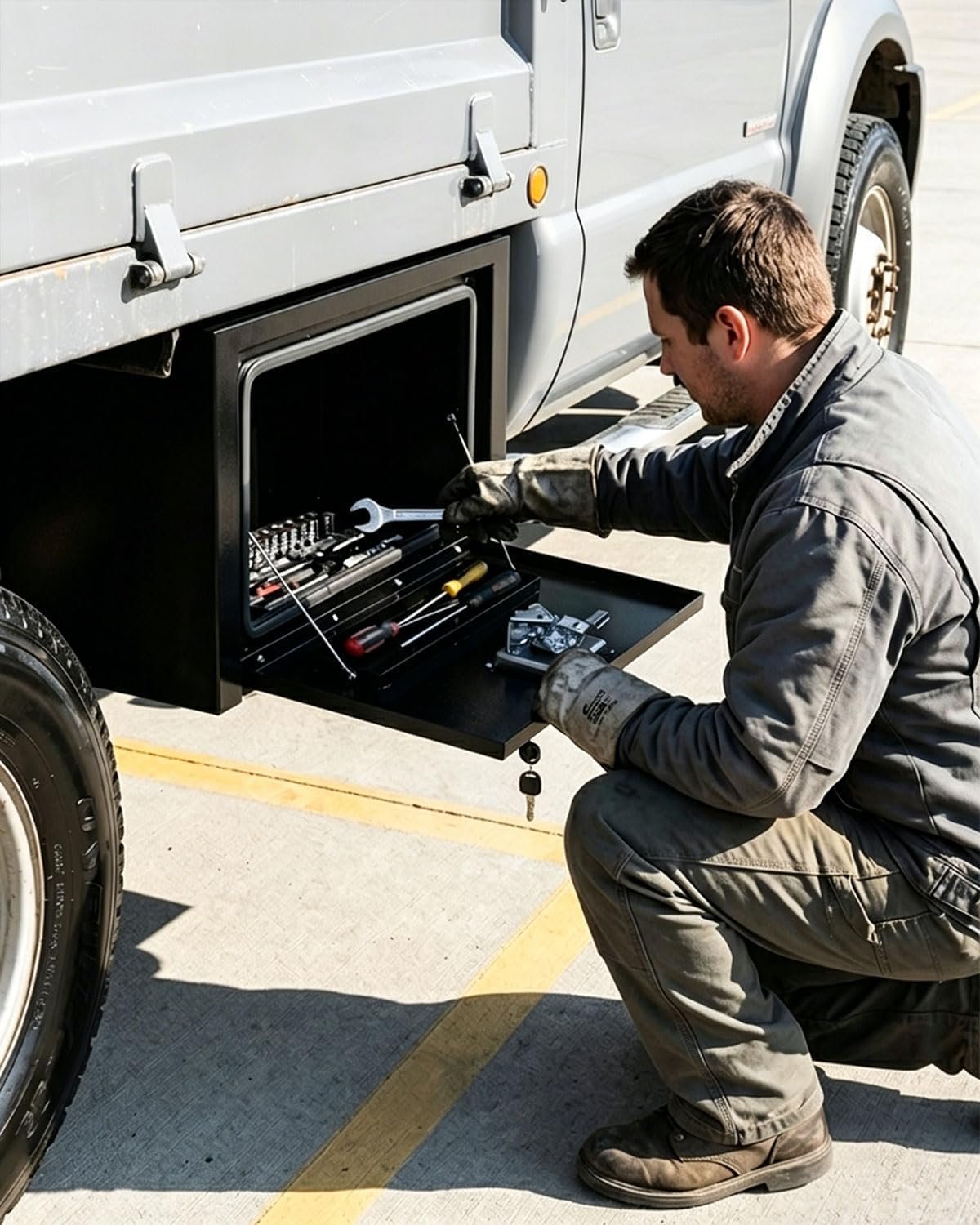 18"x 12"x 14" Underbody Truck Tool Box, 18 Inch Heavy Duty Steel Under Body Toolbox for Pick Up Truck RV, Under Mount Tool Box with T-Handle Lock and Keys, Black (18" x 12" x 14")