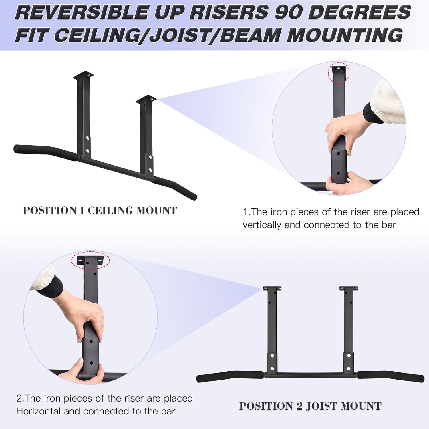 ATENTO Pull Up Bar, Chin Up Bars Ceiling Mount, Workout for Home Gym, Beam, Crossfit - Heavy-Duty, Foam Grip, Easy installation