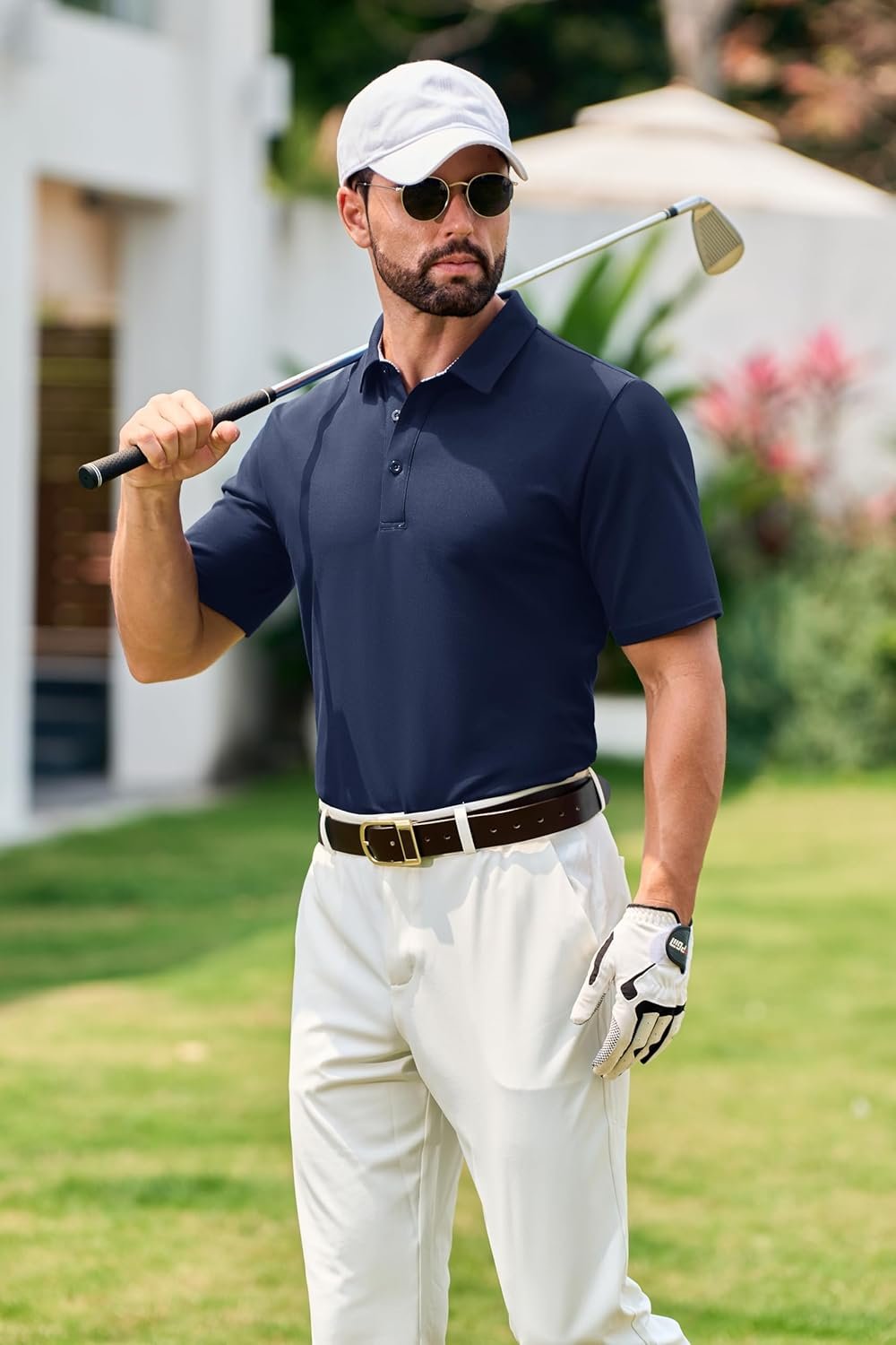 Cotrasen Men's Polo Shirts Short Sleeve Cotton Pique 3 Buttons Golf Shirts Classic Fit Casual Performance T-Shirt