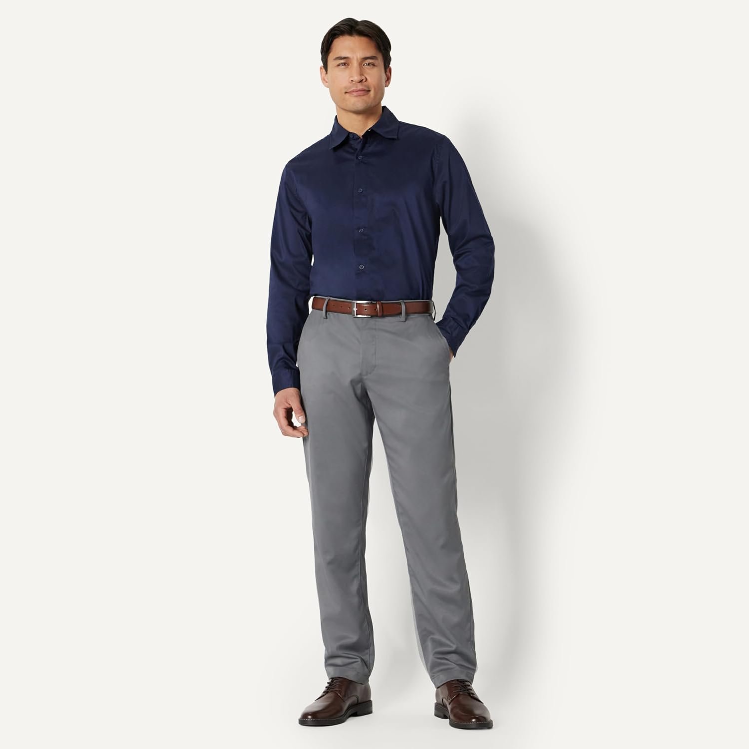 Amazon Essentials Men's Slim Fit Long Sleeve Wrinkle Resistant Stretch Dress Shirt