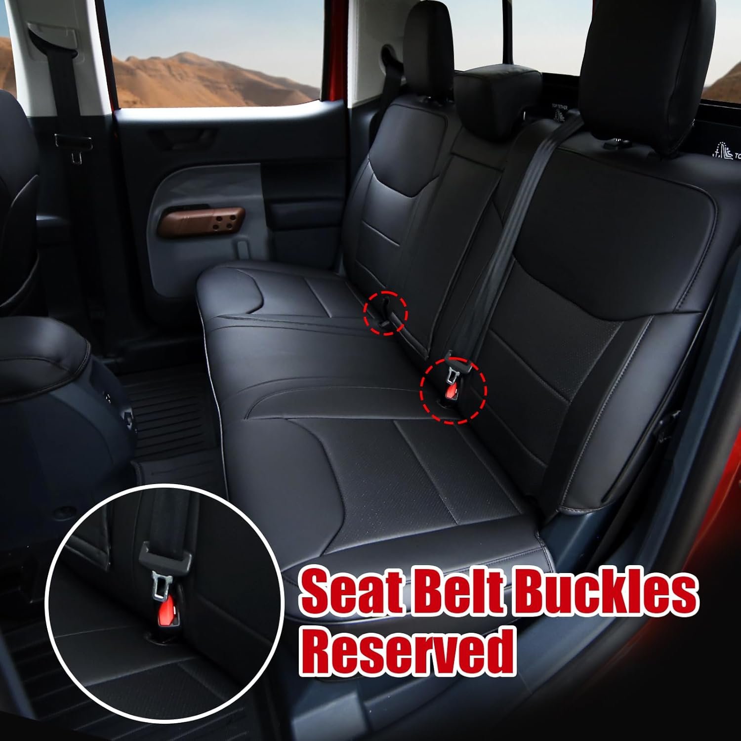 Mabett Seat Covers for Ford Maverick 5-Seat, Interior Protectors fit 2026 2022-2025 Maverick Accessories, Full Protection, Pu Leather (Black)