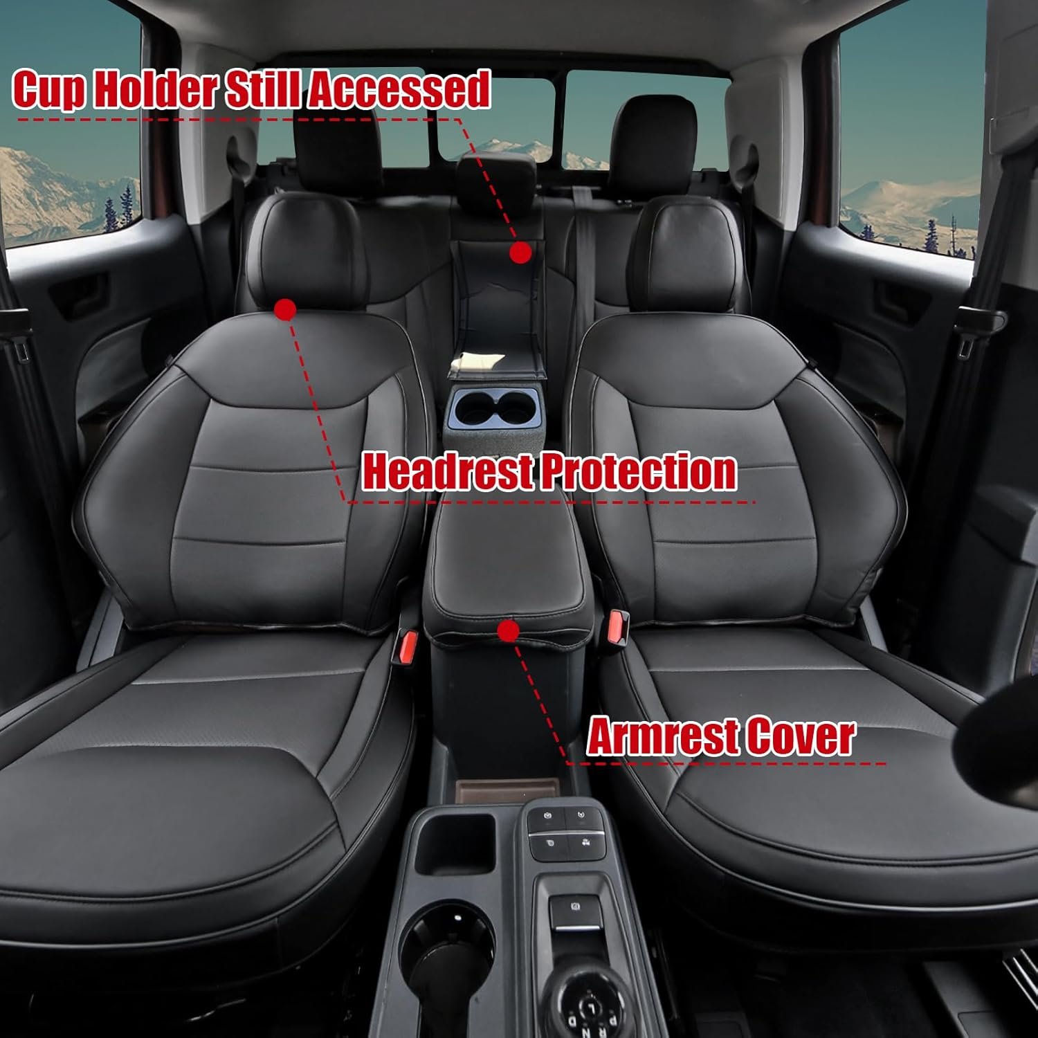 Mabett Seat Covers for Ford Maverick 5-Seat, Interior Protectors fit 2026 2022-2025 Maverick Accessories, Full Protection, Pu Leather (Black)