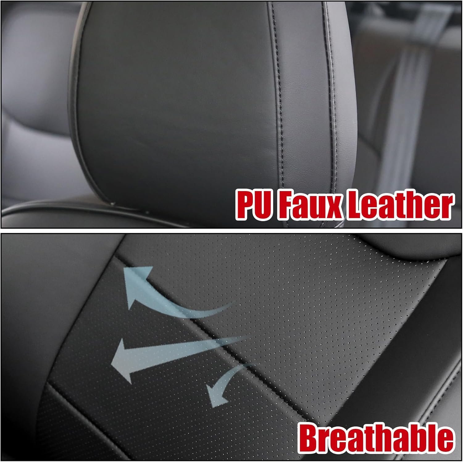 Mabett Seat Covers for Ford Maverick 5-Seat, Interior Protectors fit 2026 2022-2025 Maverick Accessories, Full Protection, Pu Leather (Black)