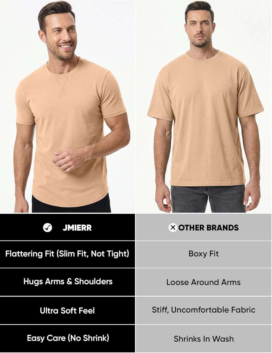 JMIERR Mens 3 Pack Cotton Hipster Hip Hop Longline Crewneck T-Shirt