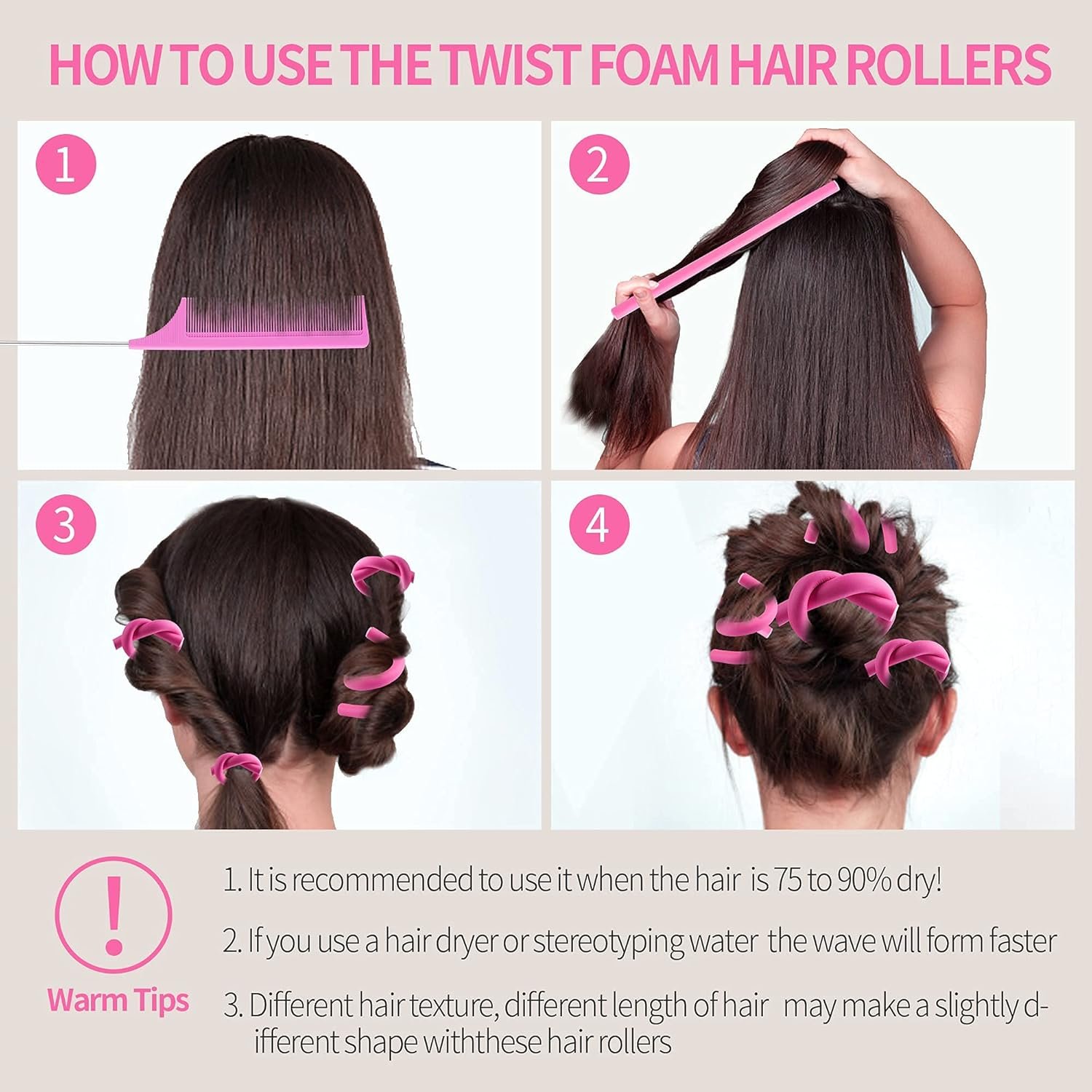 30PCS 9.45" Flexi Rods Curlers Set for Short and Long Hair, No Heat Foam Rollers with Steel Comb Buytta