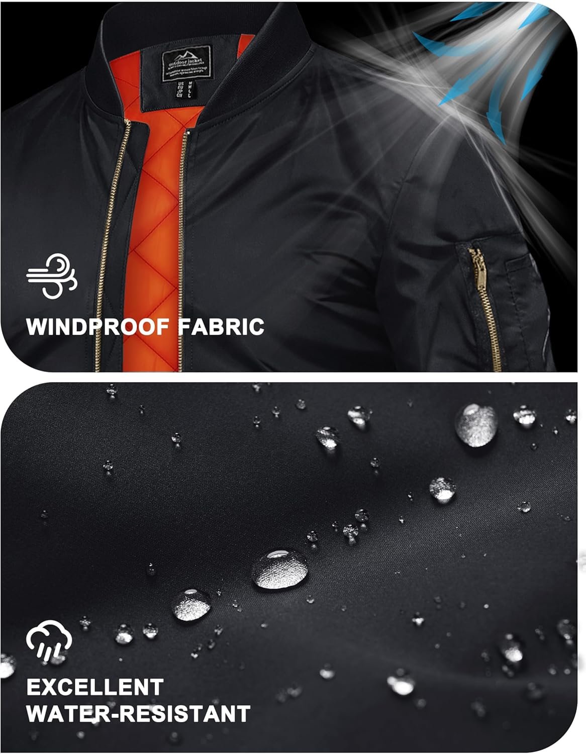 TACVASEN Men's Jackets-Bomber Jacket Fall Winter Warm Windbreaker Full Zip Casual Padded Coats