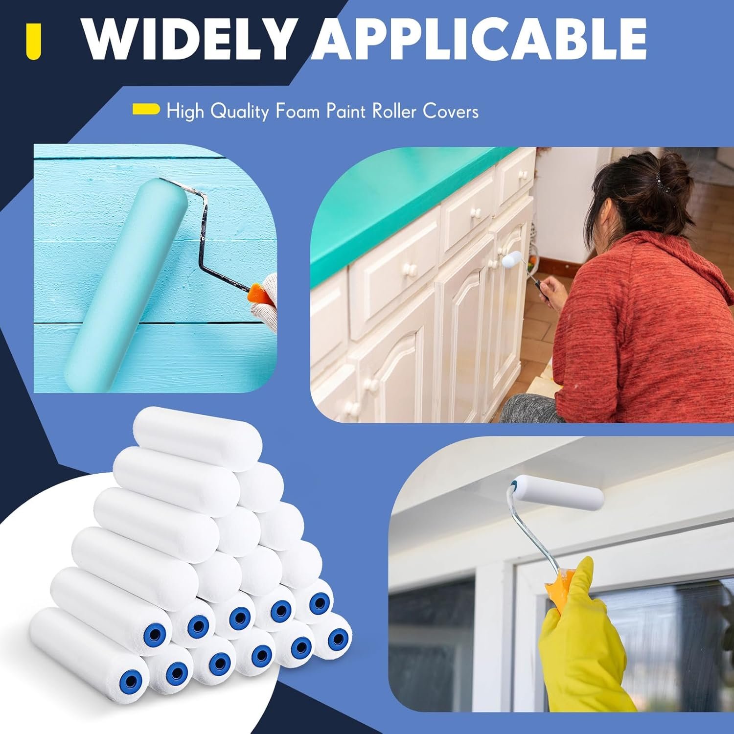 Nuenen 40 Pcs 6 Inch Foam Paint Rollers Mini Paint Roller Covers High Density Small Foam Roller for House Wall Doors Cabinet Painting