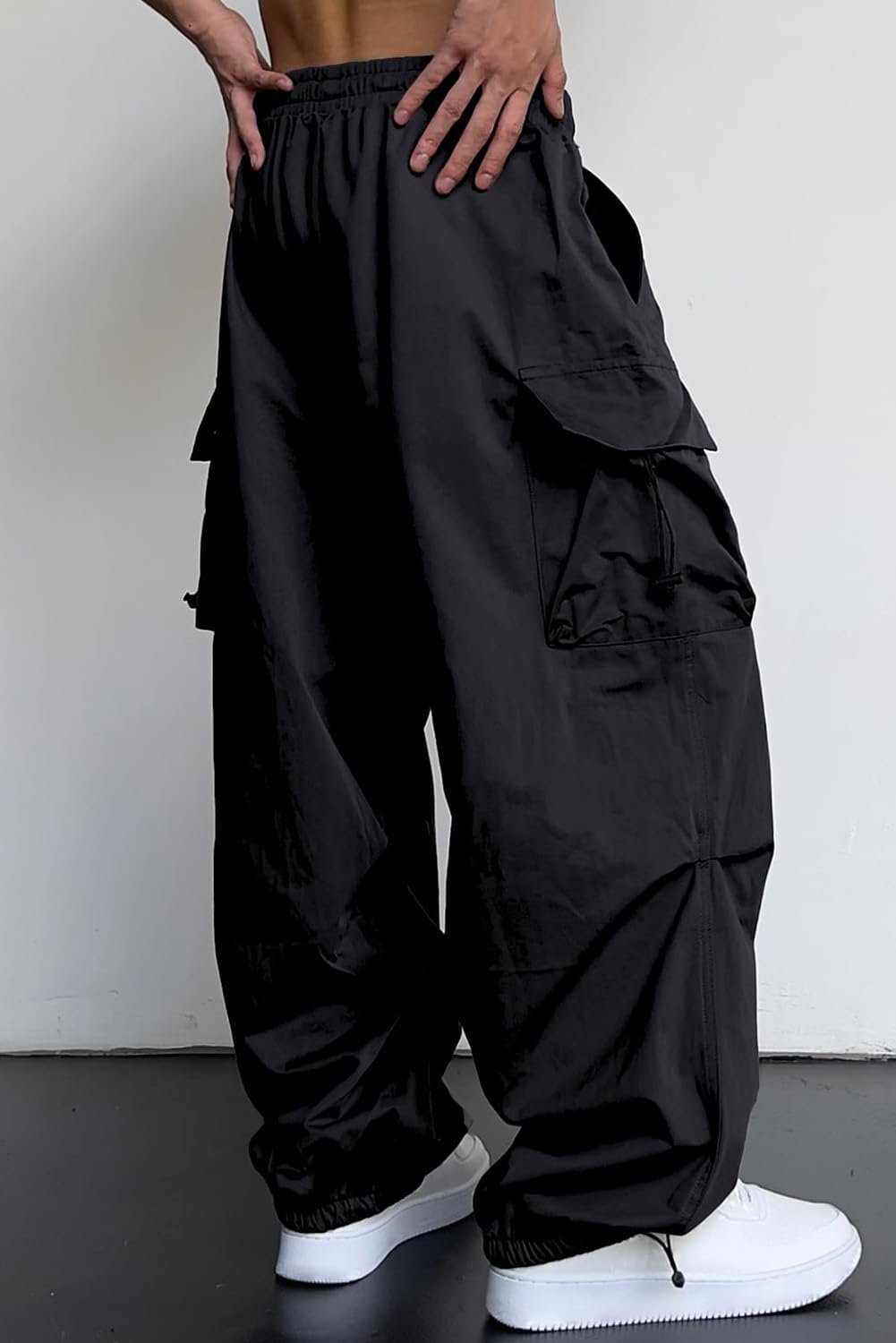 JMIERR Men's Baggy Cargo Pants Trendy Casual Parachute Pant Loose Fit Harem Joggers with Pockets for Streetwear