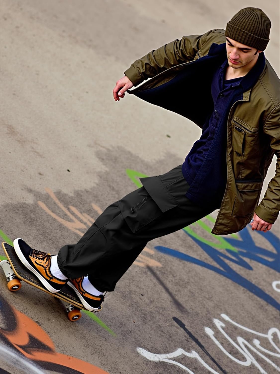 JMIERR Men's Baggy Cargo Pants Trendy Casual Parachute Pant Loose Fit Harem Joggers with Pockets for Streetwear