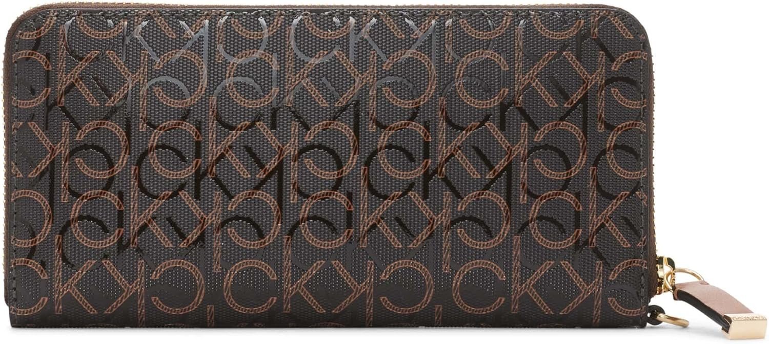 Calvin Klein Women's Key Item Saffiano Continental Zip Around Wallet With Wristlet Strap