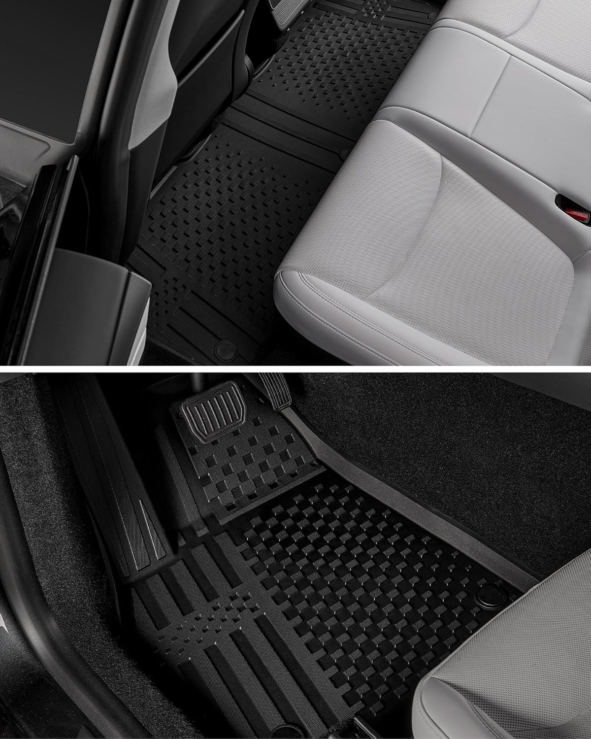 3W Tesla Model Y Juniper Floor Mats(Not for Standard), Front Rear Cargo Liner & Seatback Protector, Custom Fit 2025 2026 Model Y Accessories, TPE All Weather Odorless Non-Slip