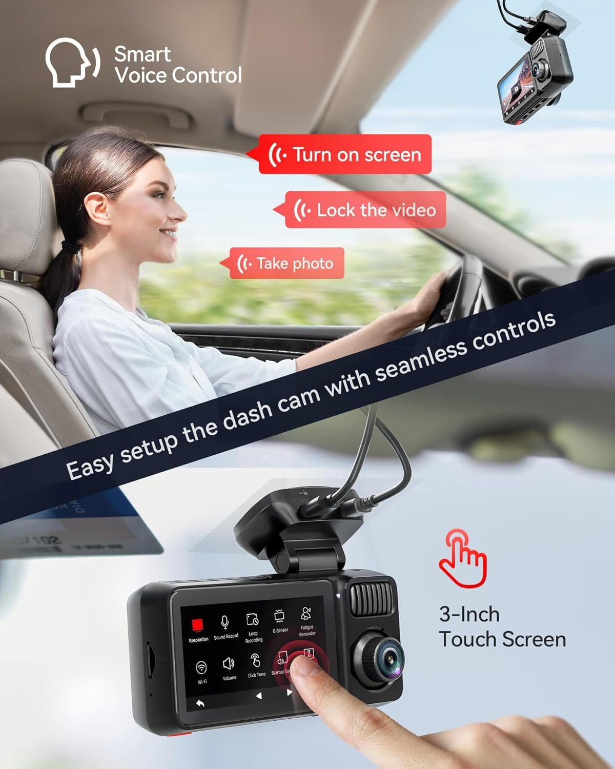 REDTIGER F17 Elite 4K Dash Cam 3 Channel, STARVIS 2 IMX678 & IMX675, 128GB Card, Full Night Color, 4K+2.5K+1080P Front and Rear Inside, Voice Control, 5GHz WiFi-30MB/s Download, GPS, HDR, Parking Mode