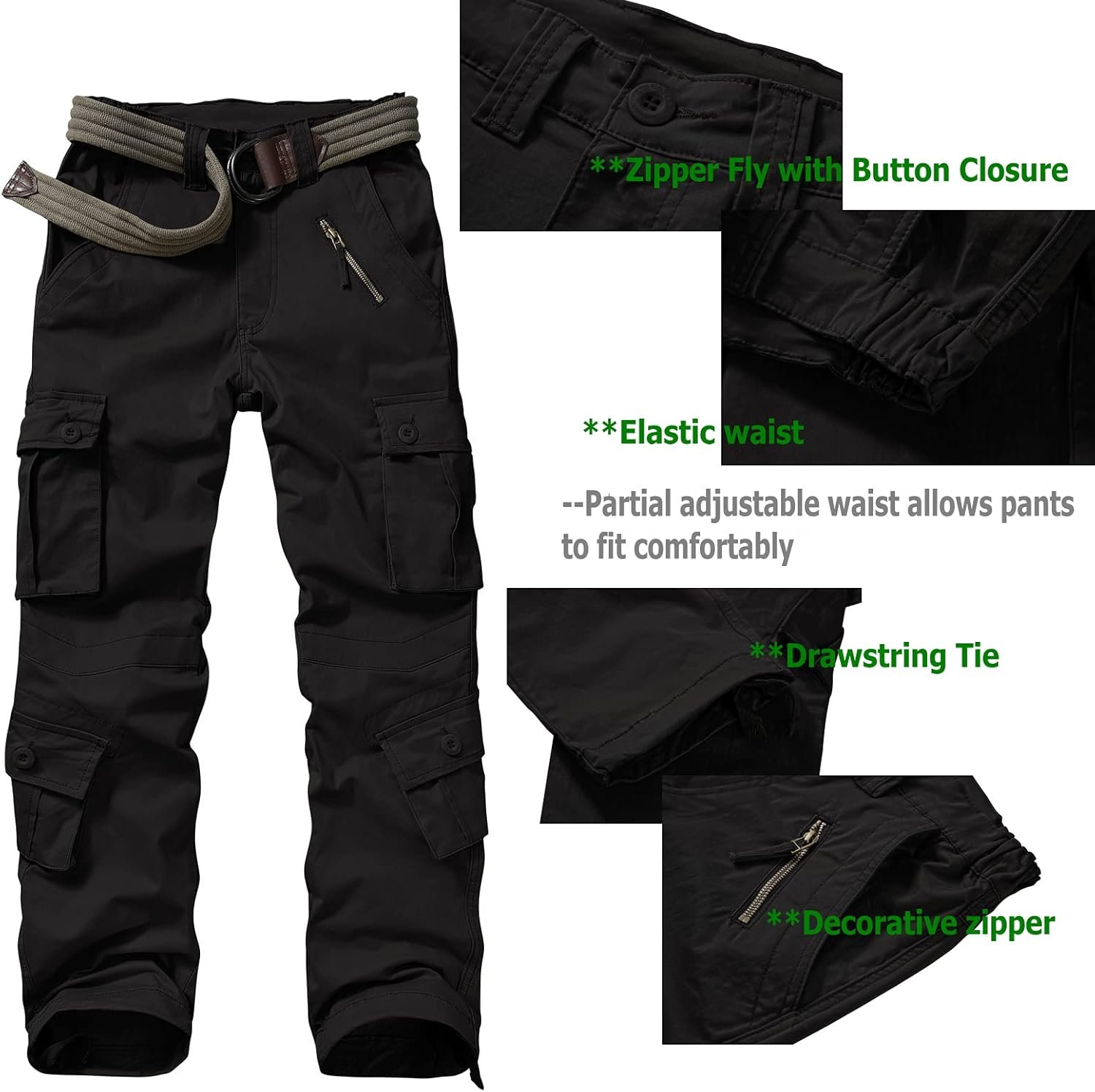 Women's Cotton Casual Military Army Cargo Combat Work Pants with 8 Pocket