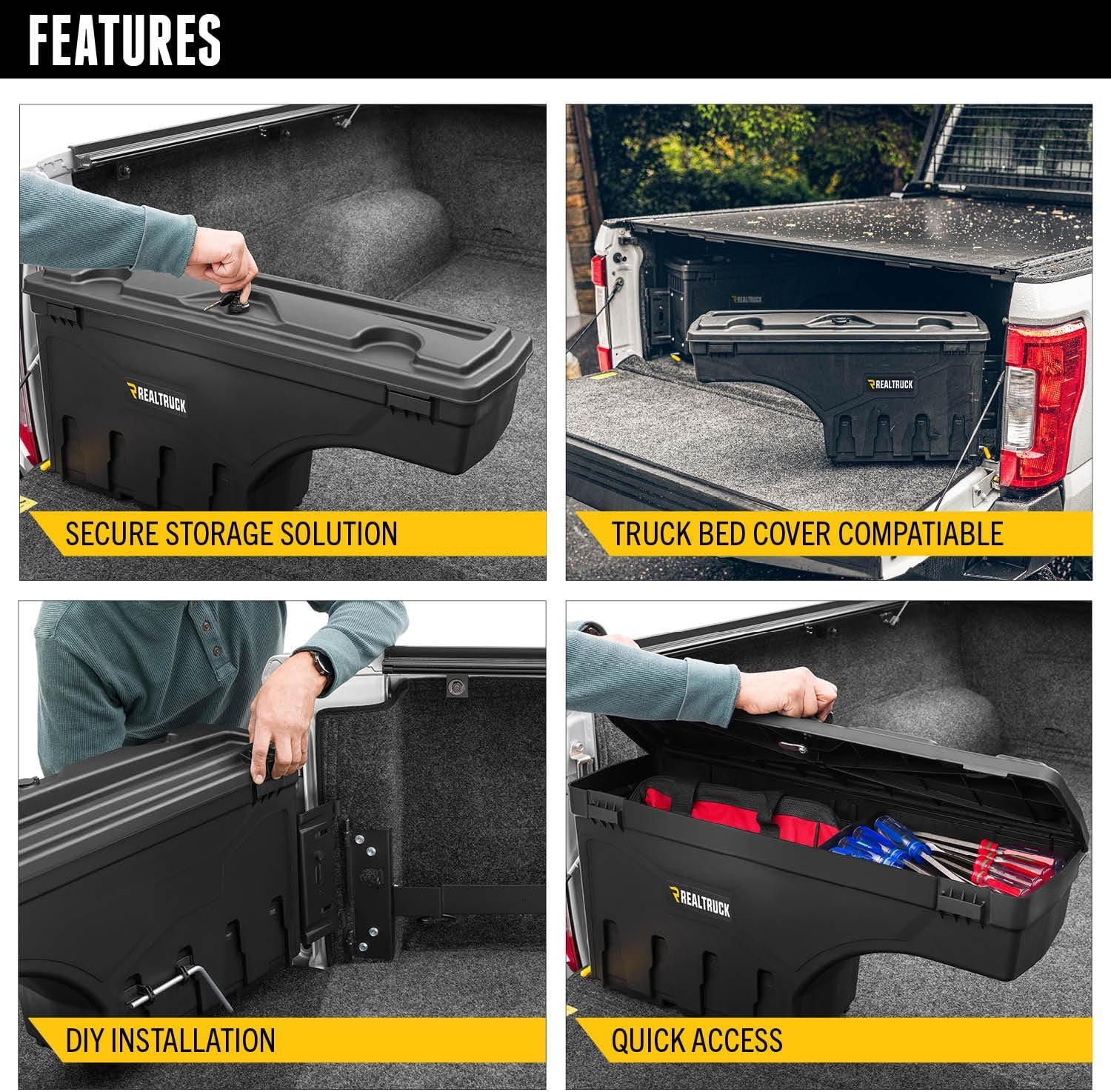 RealTruck UnderCover SwingCase Truck Bed Storage Box | SC105P | Fits 2020-2025 Chevy/GMC Silverado/Sierra 2500/3500HD Passenger Side