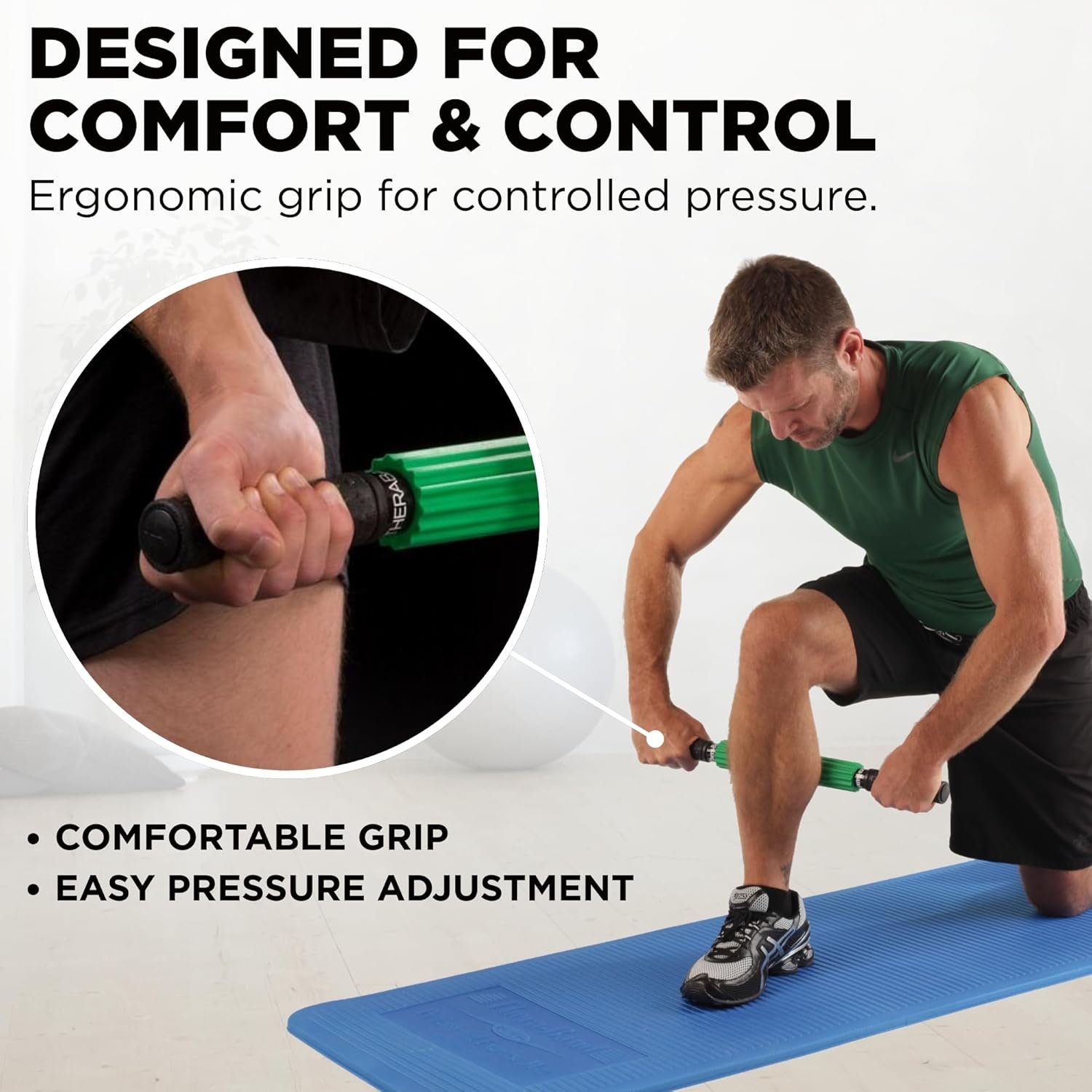 Theraband 13076 Muscle Roller Stick for Self-Myofascial Release, Deep Tissue Massage Rolling Pin, Trigger Point Release and Muscle Soreness, Old Version, One Size