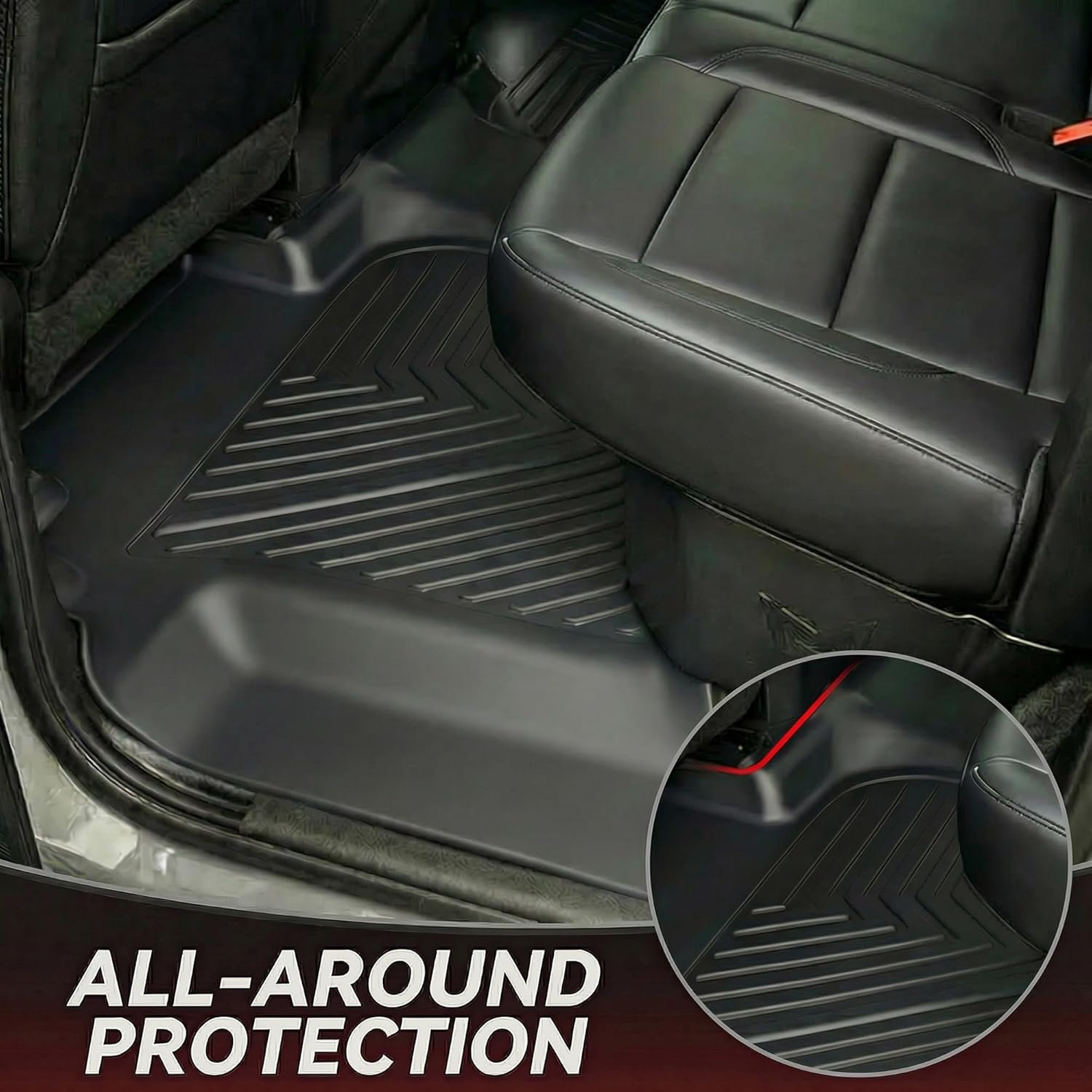 YITAMOTOR Floor Mats for 2019-2026 Chevrolet Silverado/GMC Sierra 1500 & 2020-2026 Chevy Silverado/GMC Sierra 2500HD/3500HD Crew Cab With Underseat Storage Box Bucket Seat, 1st & 2nd Row, Black