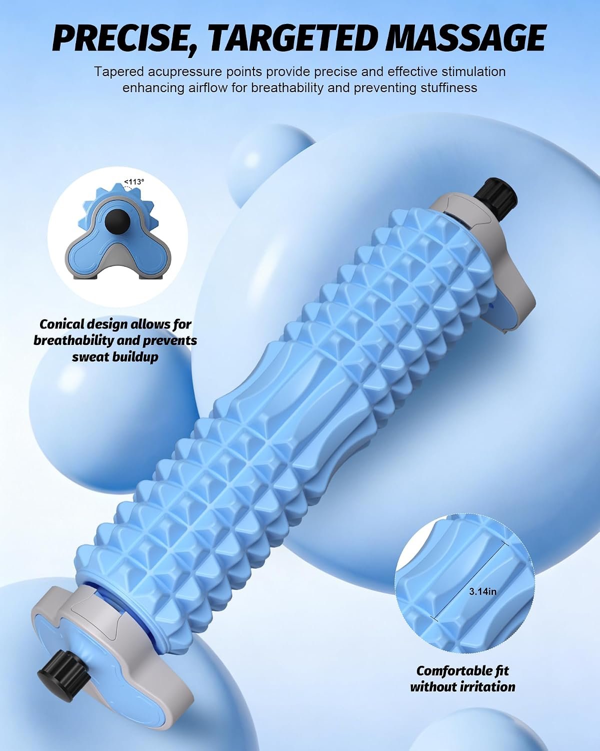 Muscle Relief 3-Gear Adjustable Foam for Exercise,Yoga,Sturdy Triangle Bracket with Thickened Reinforced Inner Shaft,Pilates Foam Roller for Home Fitness & Body Relaxation Training (Blue)