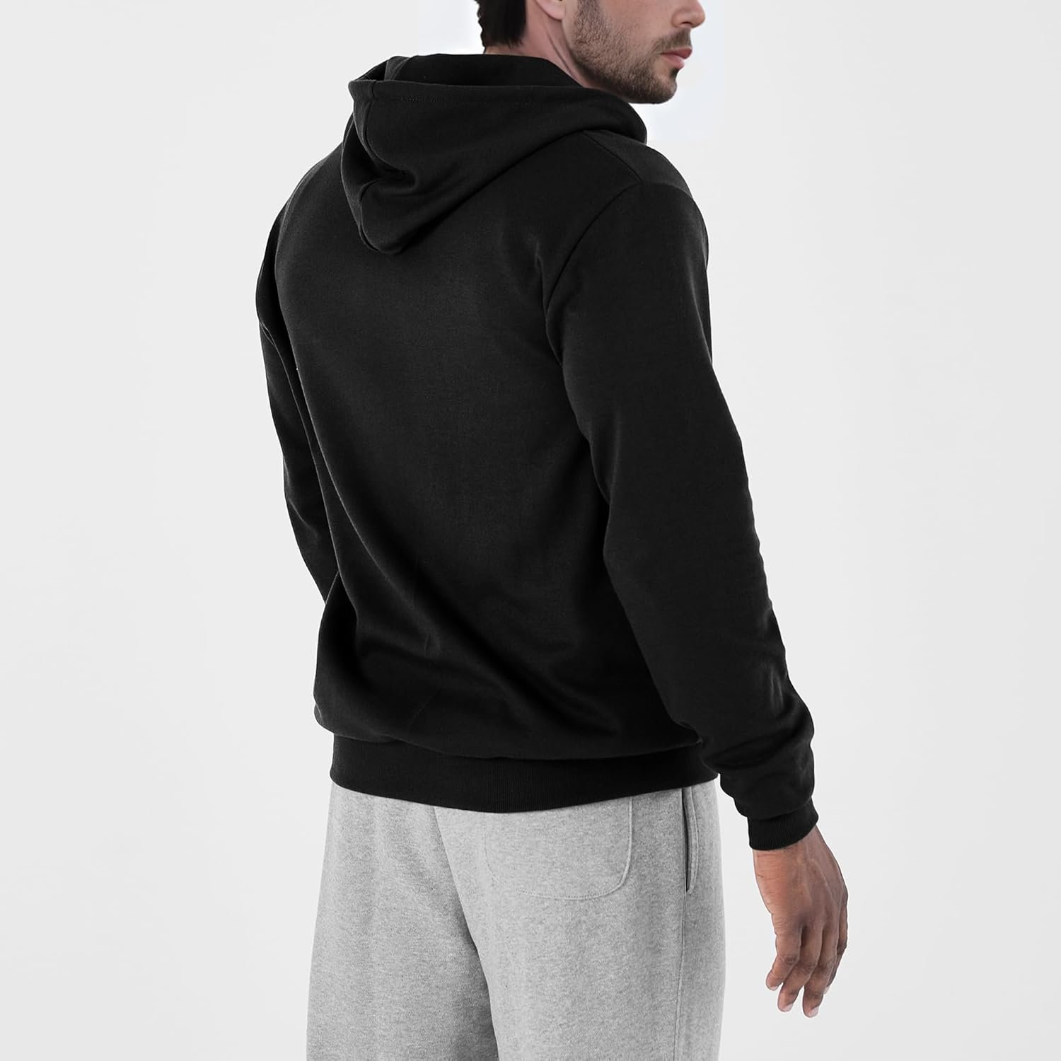 Ohoo Mens Slim Fit Zip Up Hoodie Cotton Blend Soft Fabric Basic Layering Comfy Jacket with Hidden Smart Pocket