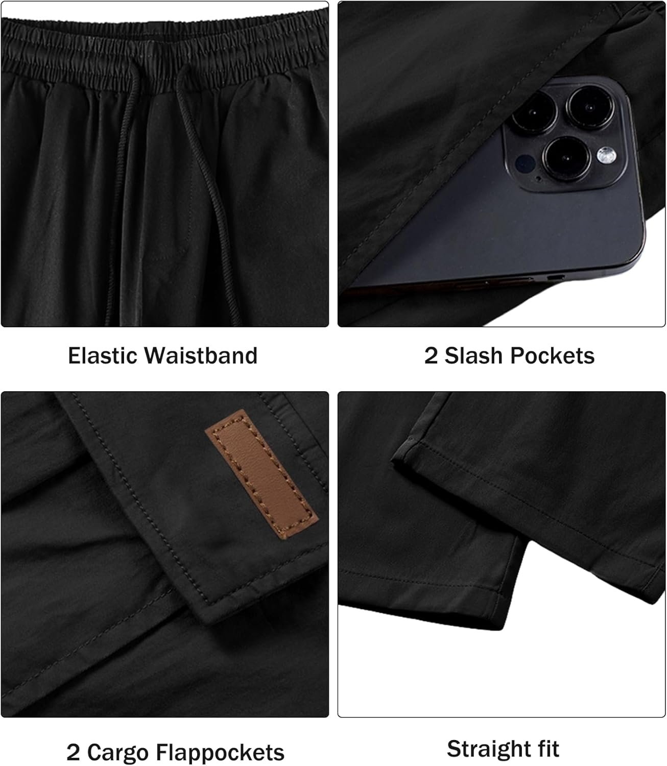 Comdecevis Men's Casual Cargo Pants Workout Joggers Stretch Sweatpants Hiking Drawstring Tactical Pants with Multi Pockets