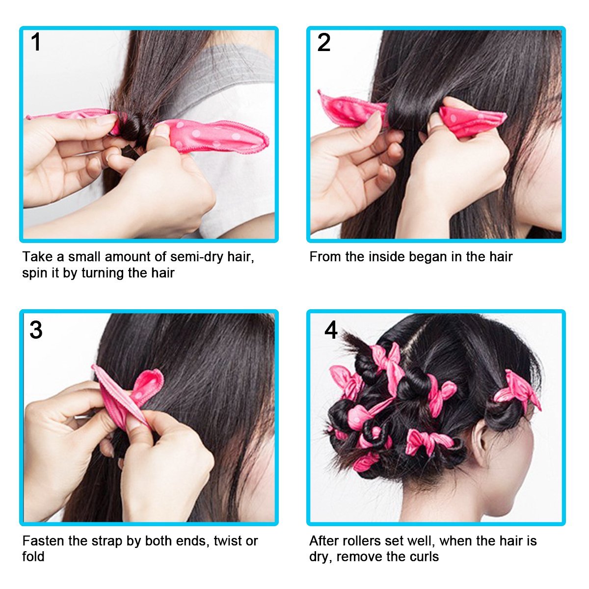 30 Pieces Hair Curler Rollers DIY Night Sleep Foam Hair Styling Tools Flexible Soft Sponge Pillow Curlers Rollers With Storage Bag (5 Colors)