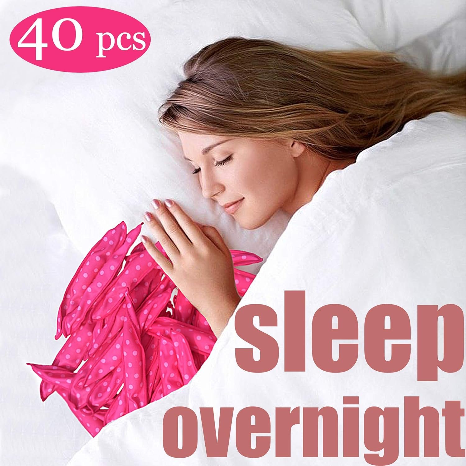 40 Soft Heatless Hair Curlers - Large Overnight Pillow Sponge Rollers for Curly Hairstyle