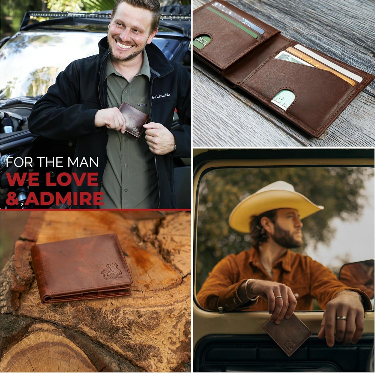 BULL GUARD Mens RFID Blocking Bifold Wallet Soft Genuine Leather Brown Western | Secure and Durable Extra Capacity Billfold with 11 Credit Cards, Flip Up ID