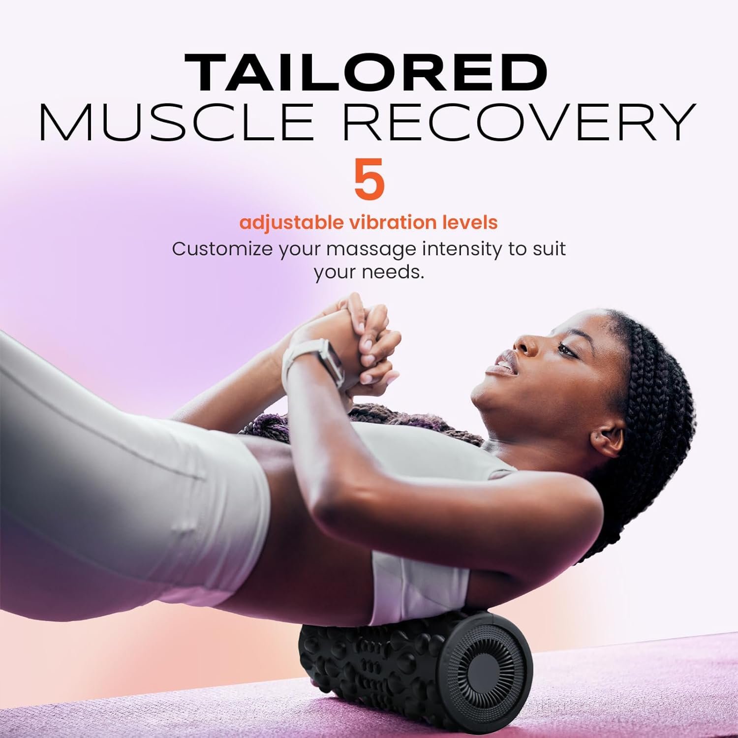 PURSONIC Vibrating Foam Roller – Deep Tissue Massage for Muscle Recovery – 5 Intensity Levels, USB Rechargeable, Durable & Lightweight Design