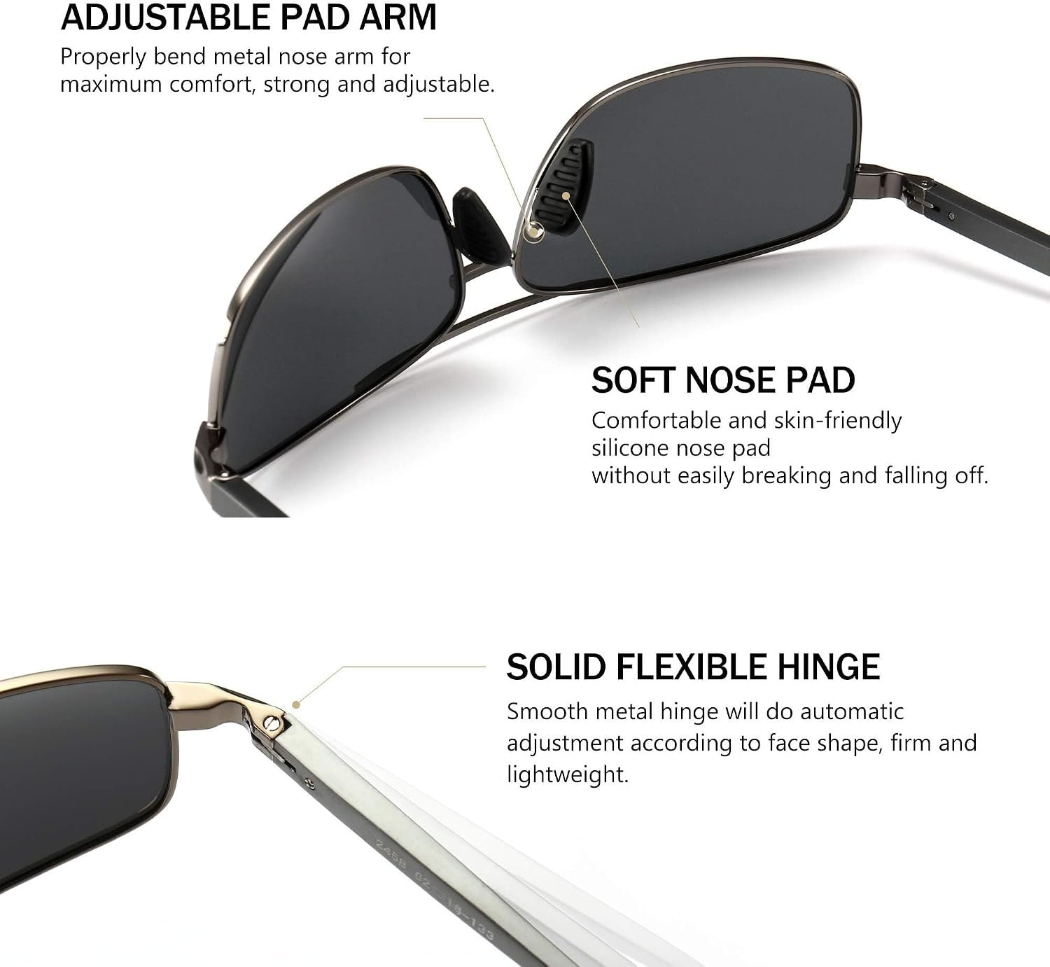 SUNGAIT Ultra Lightweight Rectangular Polarized Sunglasses Men UV400 Protection