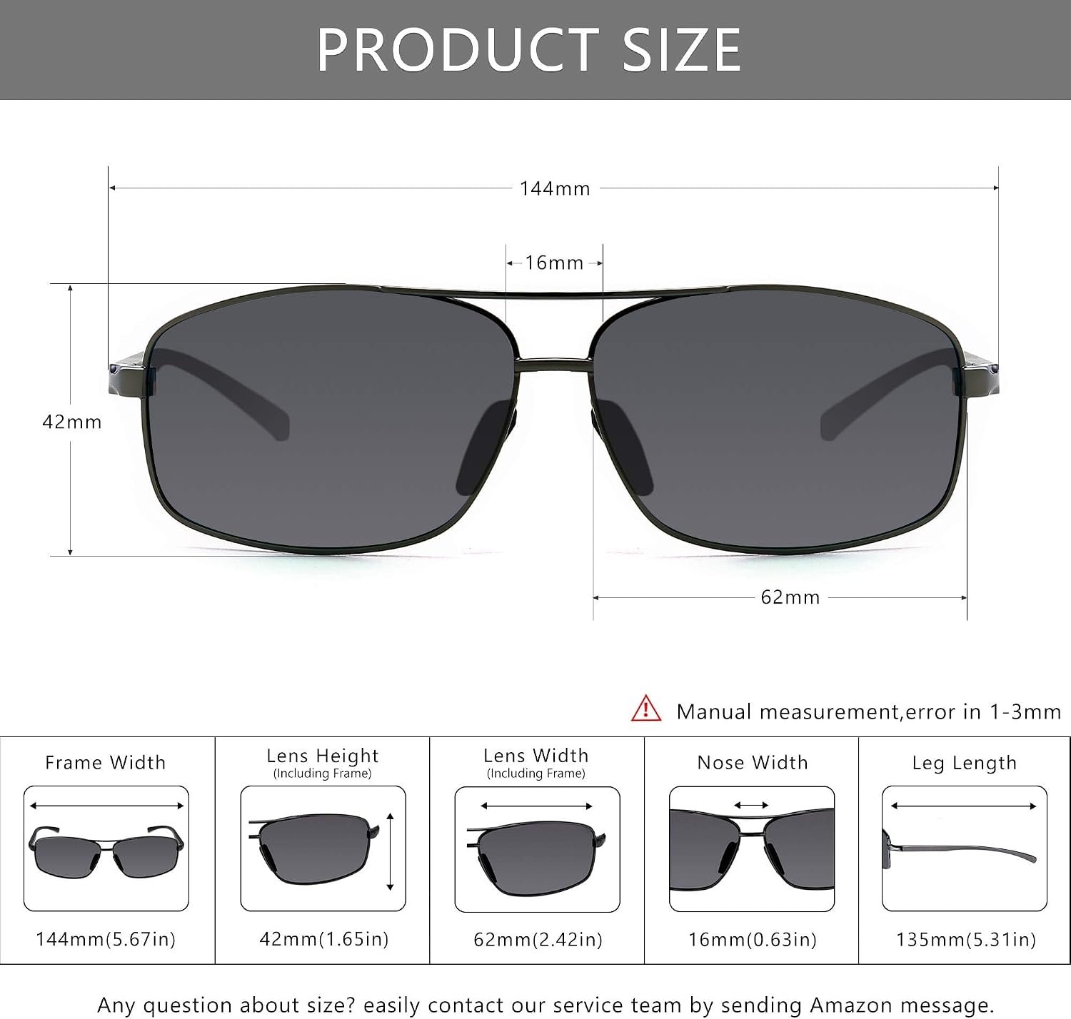SUNGAIT Ultra Lightweight Rectangular Polarized Sunglasses Men UV400 Protection